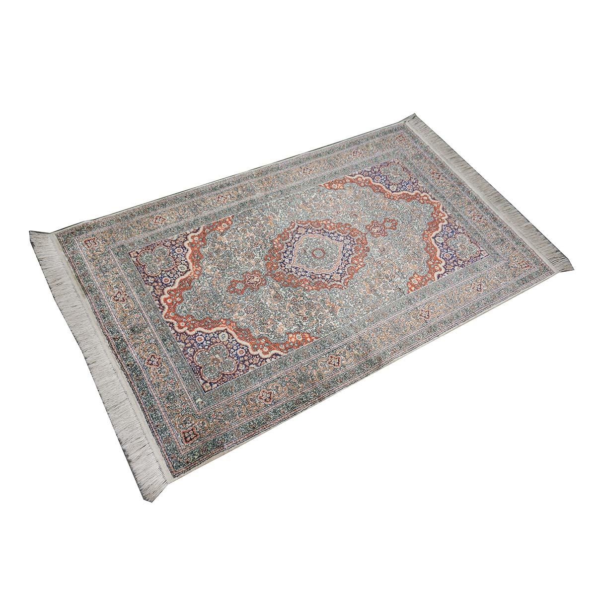 Handgefertigter Vintage Sino-Persischer Hereke-Teppich aus Seide 3x5 in Weiß, Elfenbein, Rot und Lila (Chinesisch) im Angebot