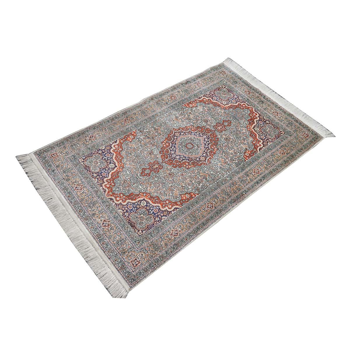 Handgefertigter Vintage Sino-Persischer Hereke-Teppich aus Seide 3x5 in Weiß, Elfenbein, Rot und Lila (Ende des 20. Jahrhunderts) im Angebot