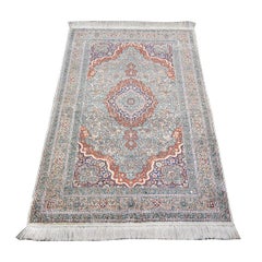 Vintage Sino-Persian Hereke Silk 3x5 White Ivory, Red & Purple Handmade Area Rug