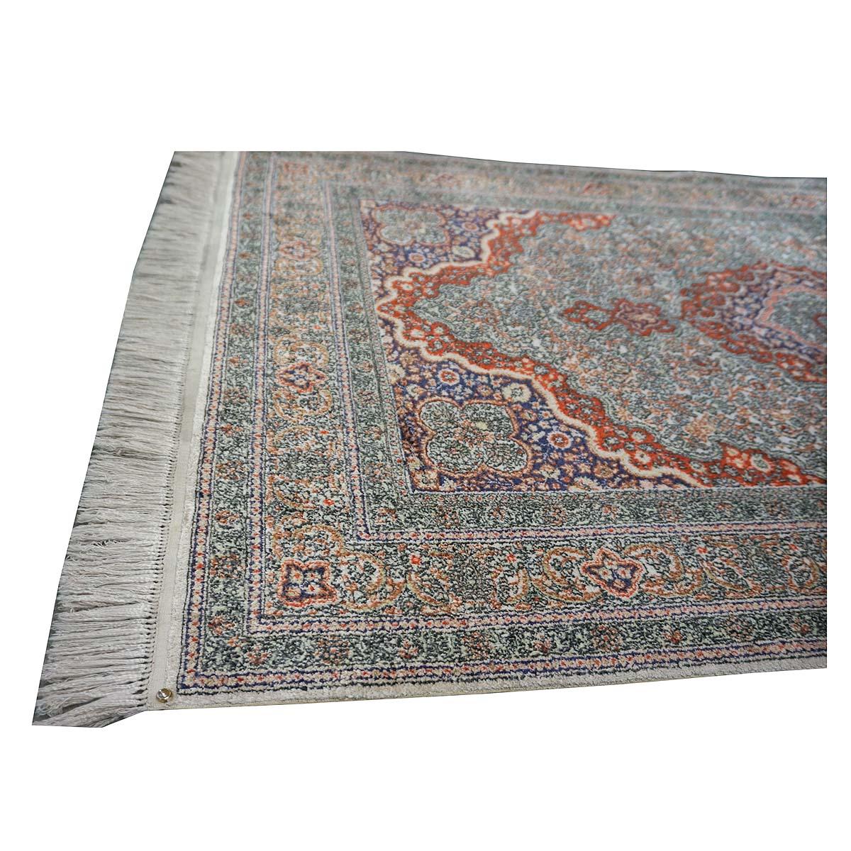 Handgefertigter Vintage Sino-Persischer Hereke-Teppich aus Seide 3x5 in Weiß, Elfenbein, Rot und Lila (Wolle) im Angebot