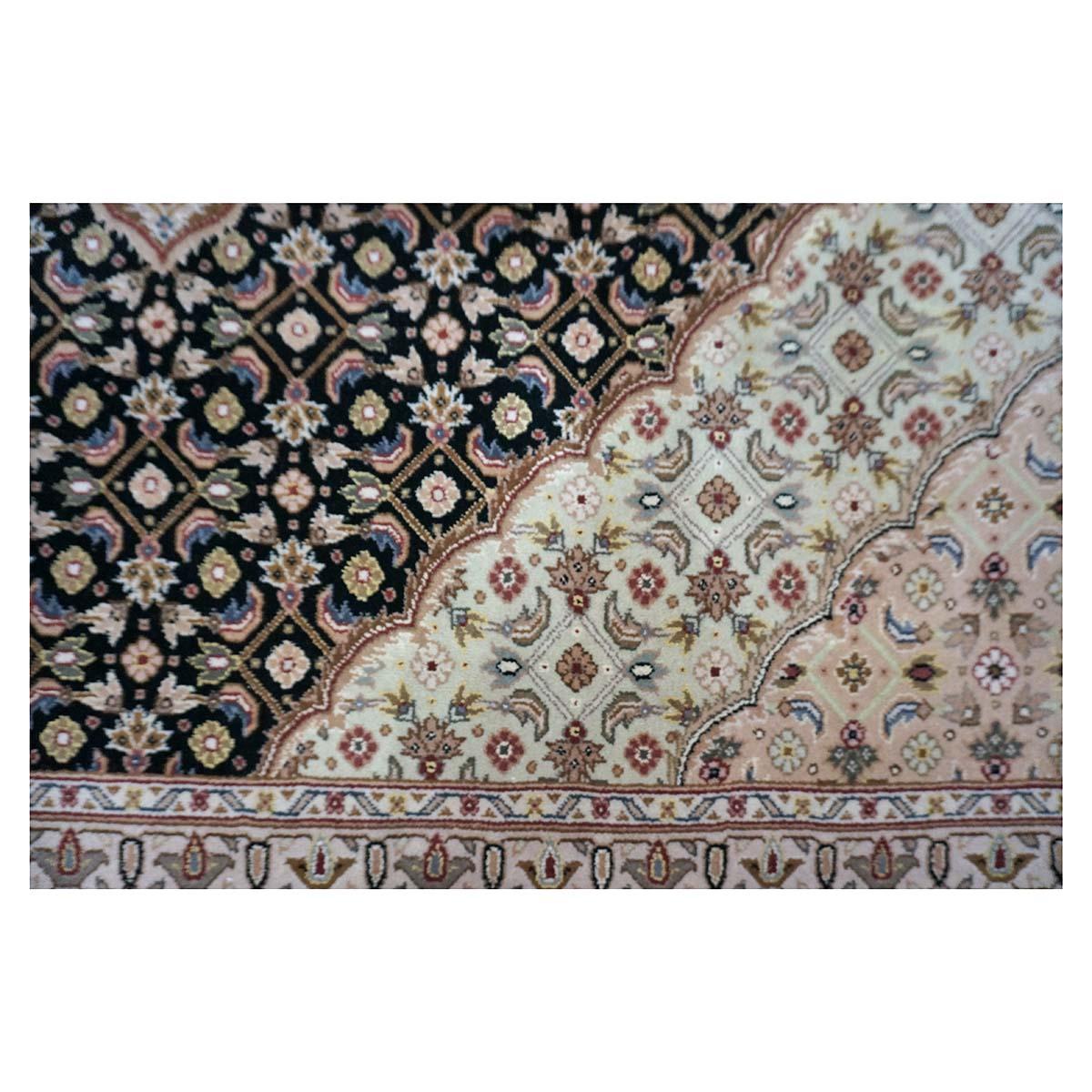 Handgefertigter Vintage Sino-Persischer Täbris Mahi 9x12 Teppich in Schwarz, Elfenbein & Taupe im Angebot 1
