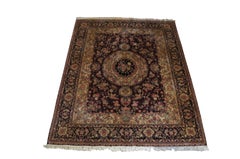 Vintage Sino Yazd Persian Hand Knotted Burgundy Wool Area Rug Carpet 8' x 10'