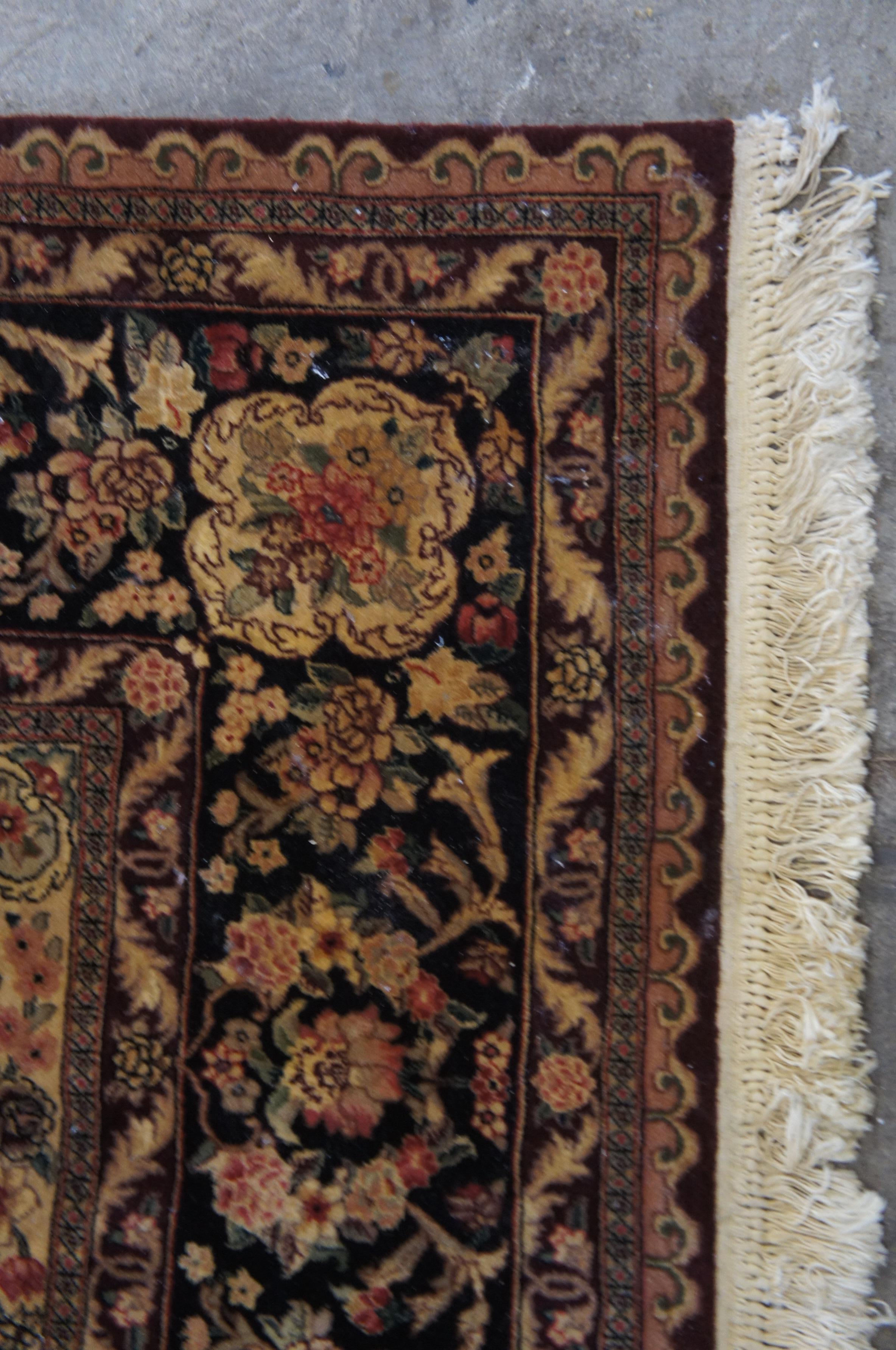 Vintage Sino Yazd Persian Hand Knotted Burgundy Wool Area Rug Carpet 8' x 10' For Sale 3