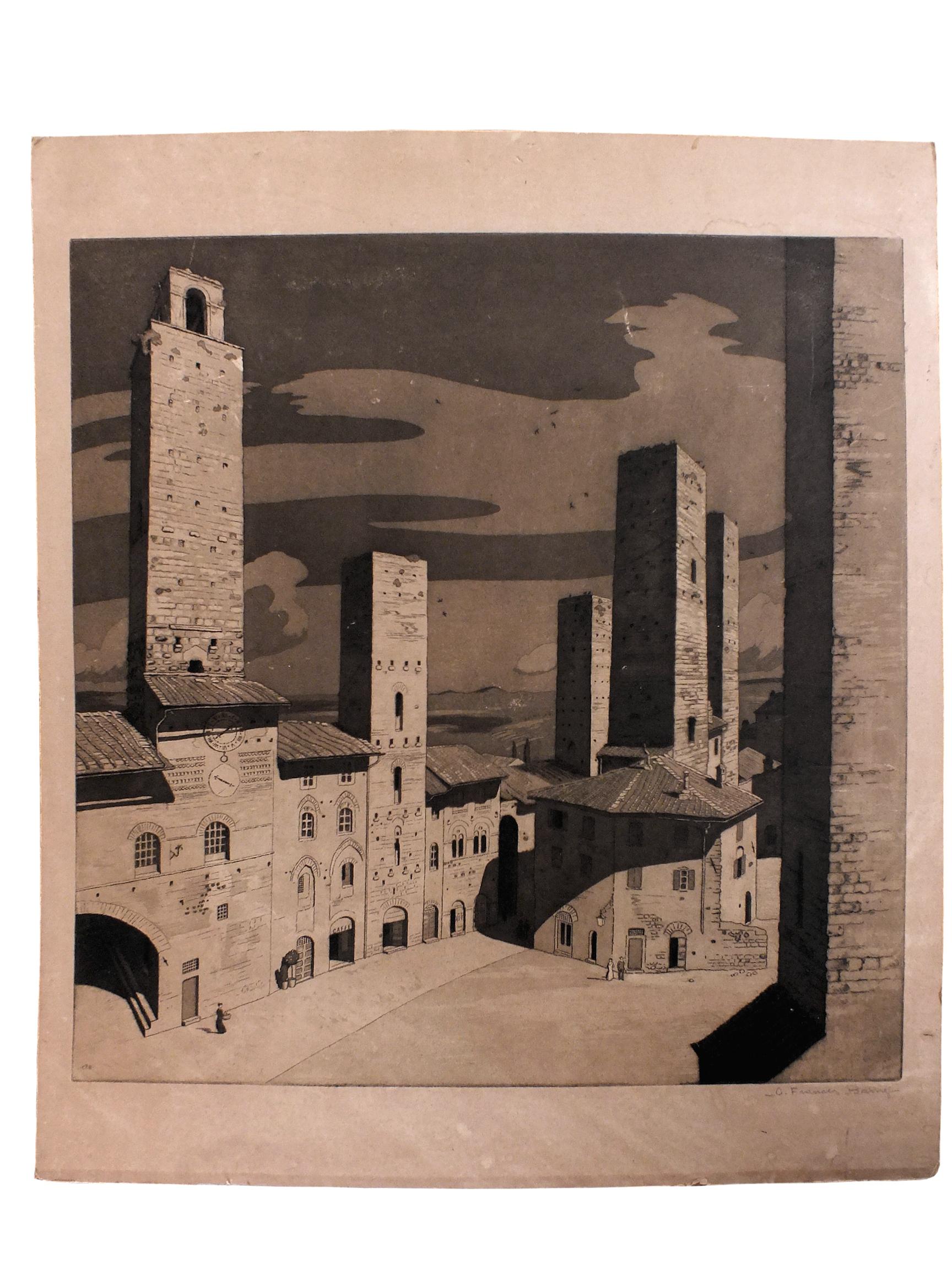 Paper Vintage Sir Claude Francis Barry Aquatint Etching 1930 For Sale