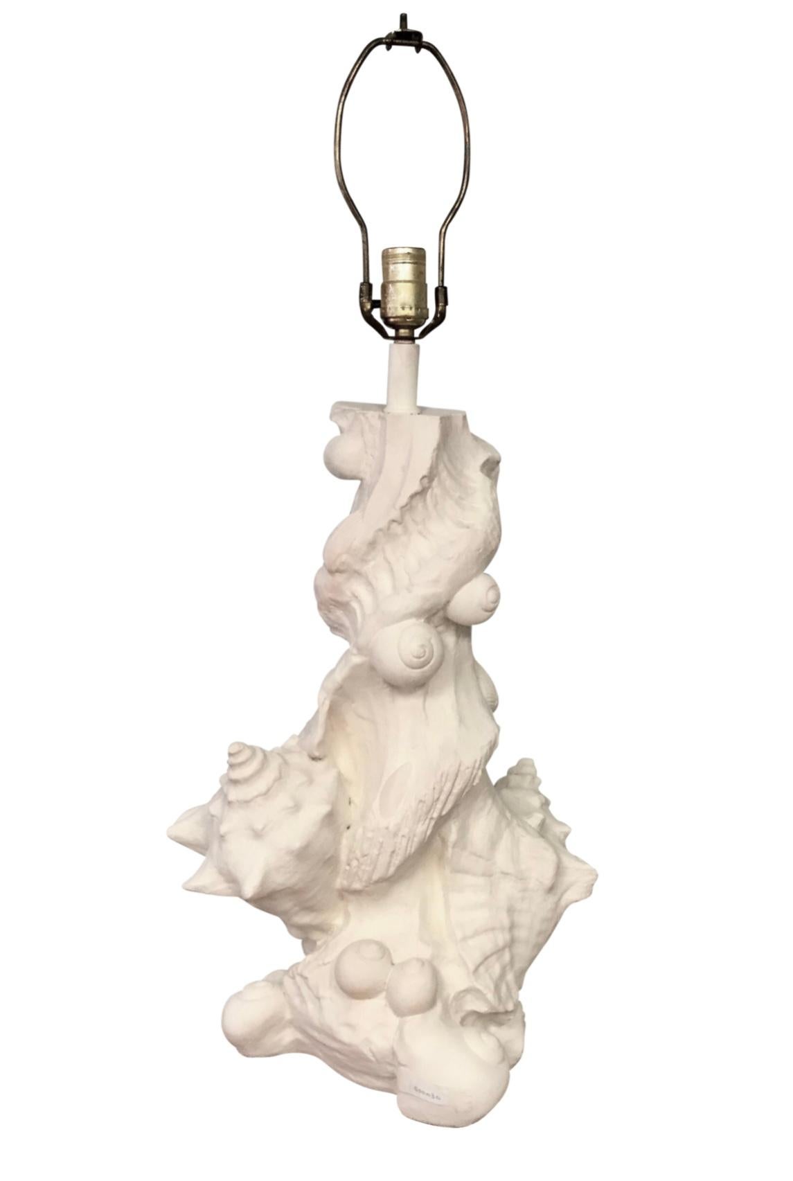 20th Century Vintage Sirmos Style White Seashell Lamp For Sale