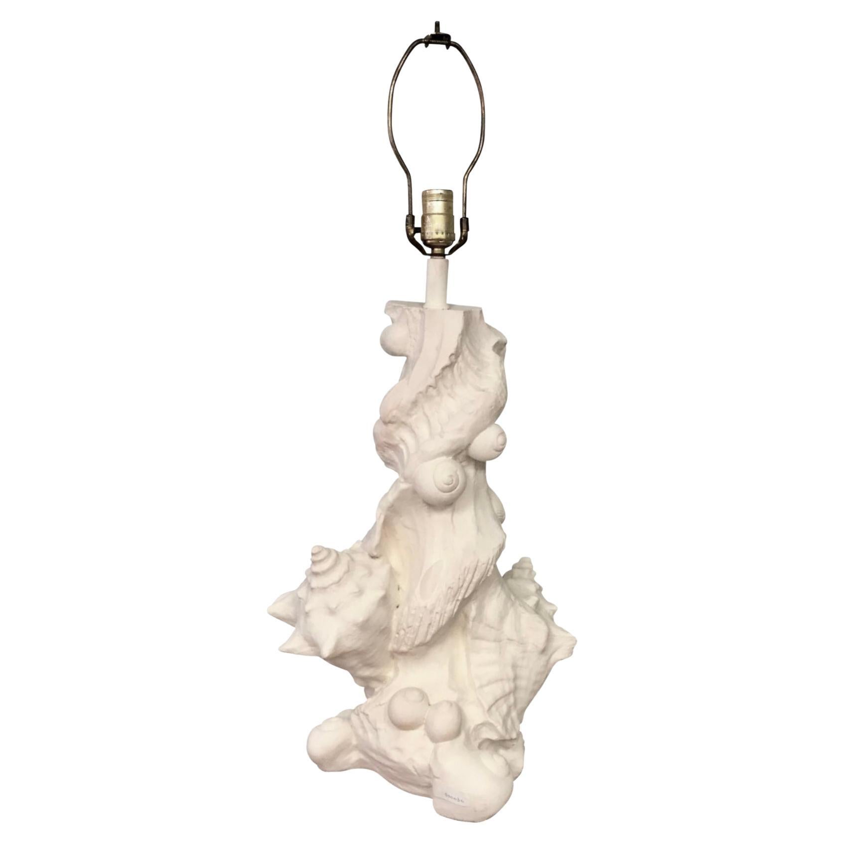 Vintage Sirmos Style White Seashell Lamp For Sale