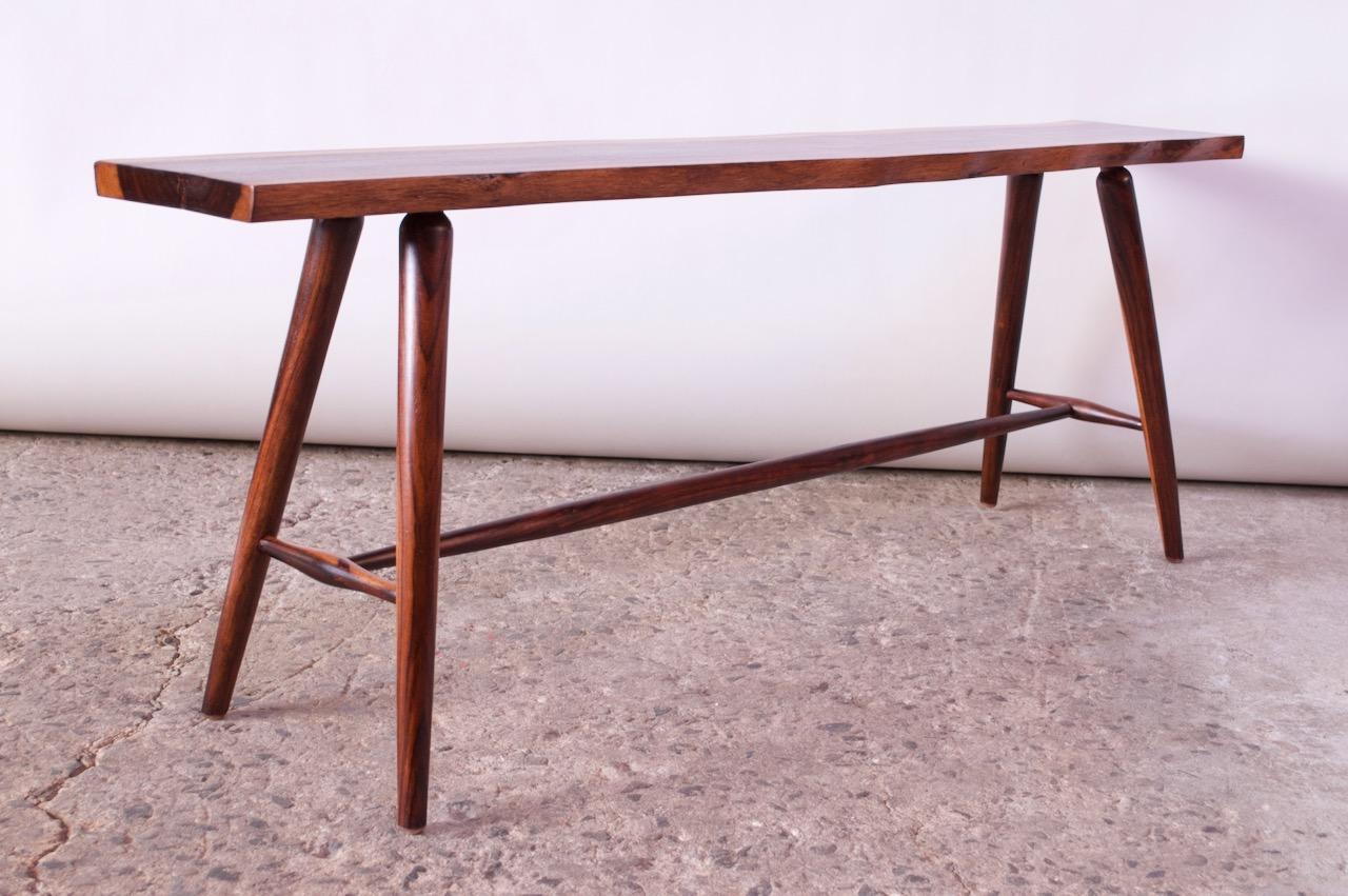 Mid-Century Modern Vintage Sissoo Live Edge Hall Table / Bench