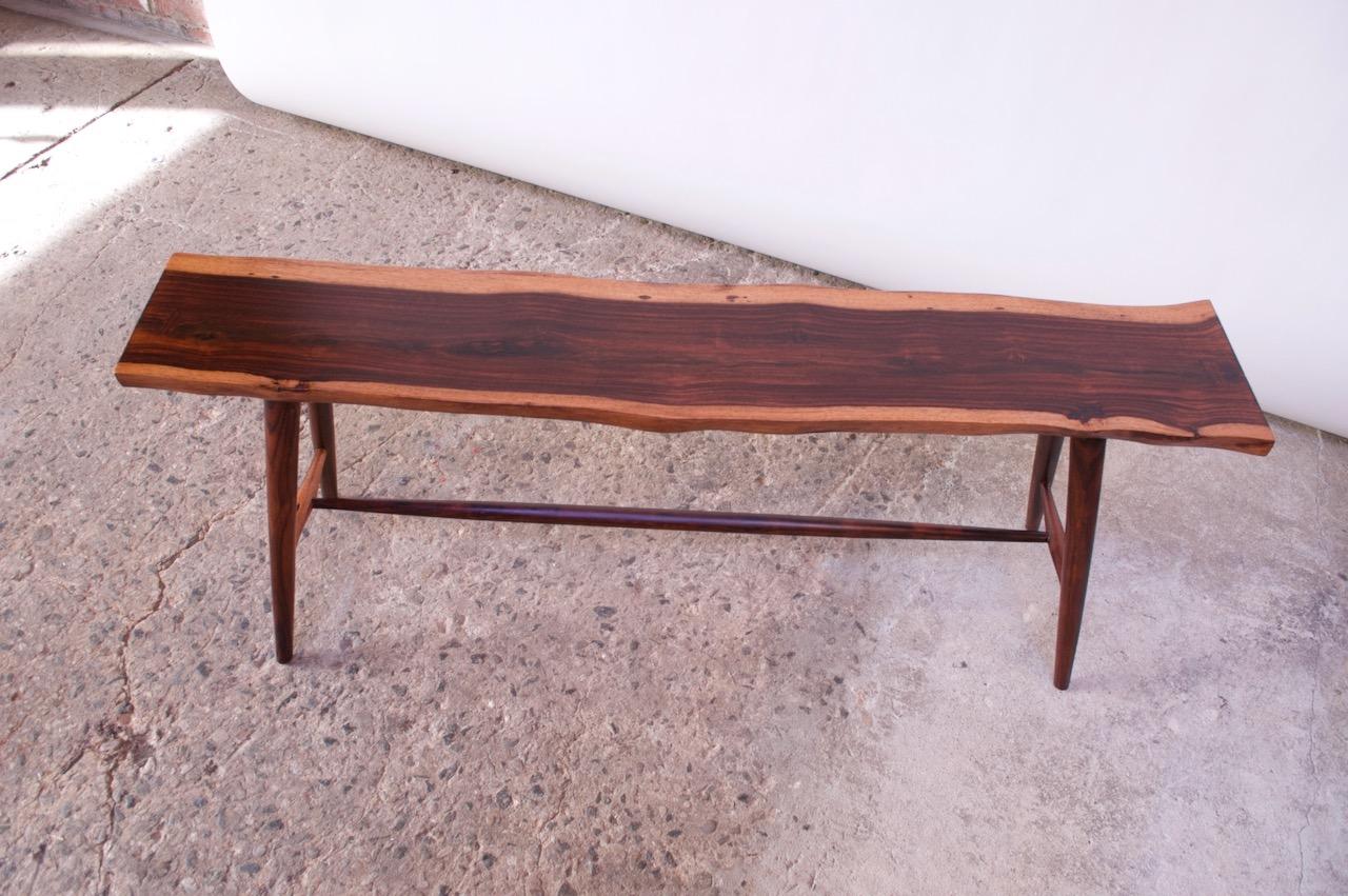 Vintage Sissoo Live Edge Hall Table / Bench In Good Condition In Brooklyn, NY
