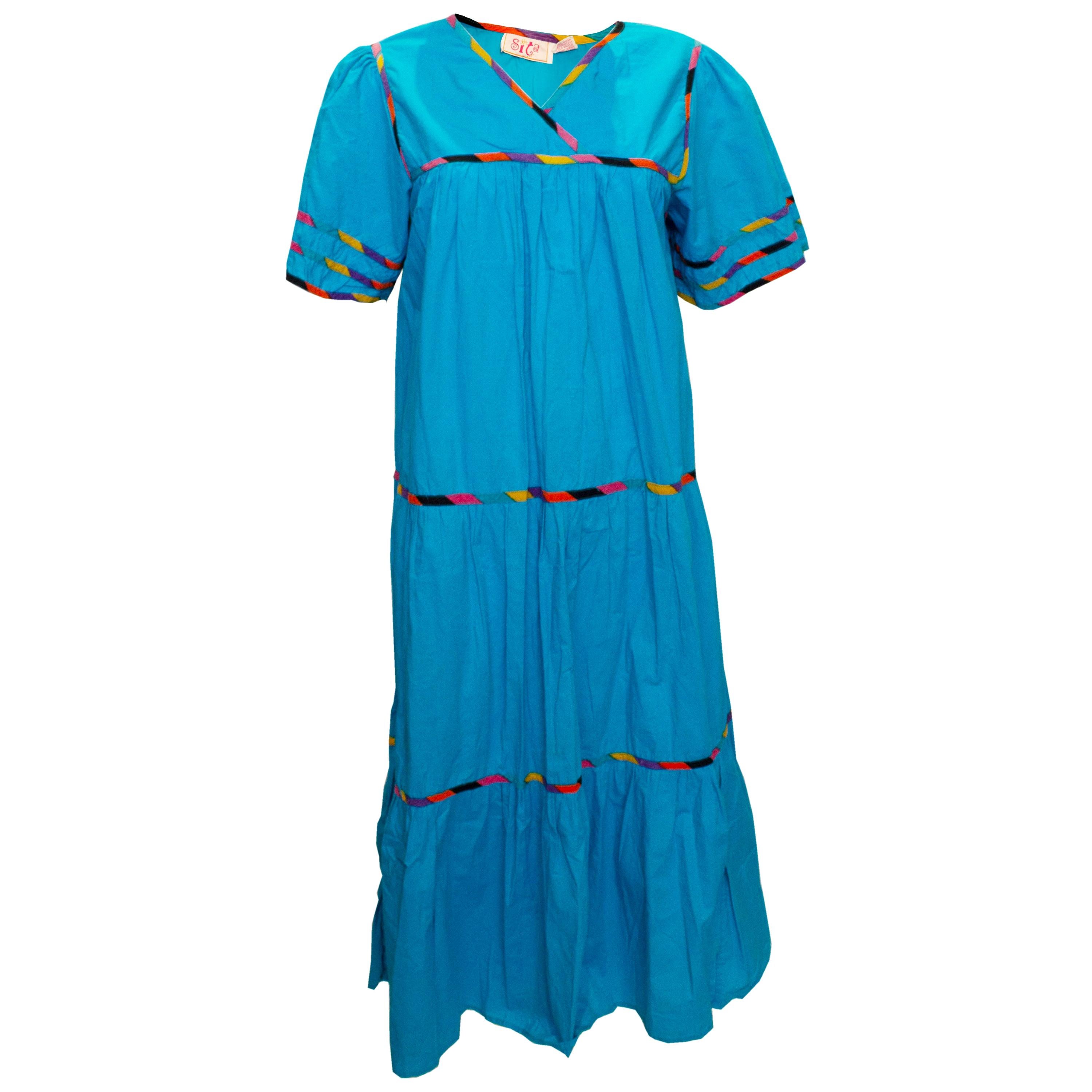 Vintage Sita Cotton Boho Dress For Sale