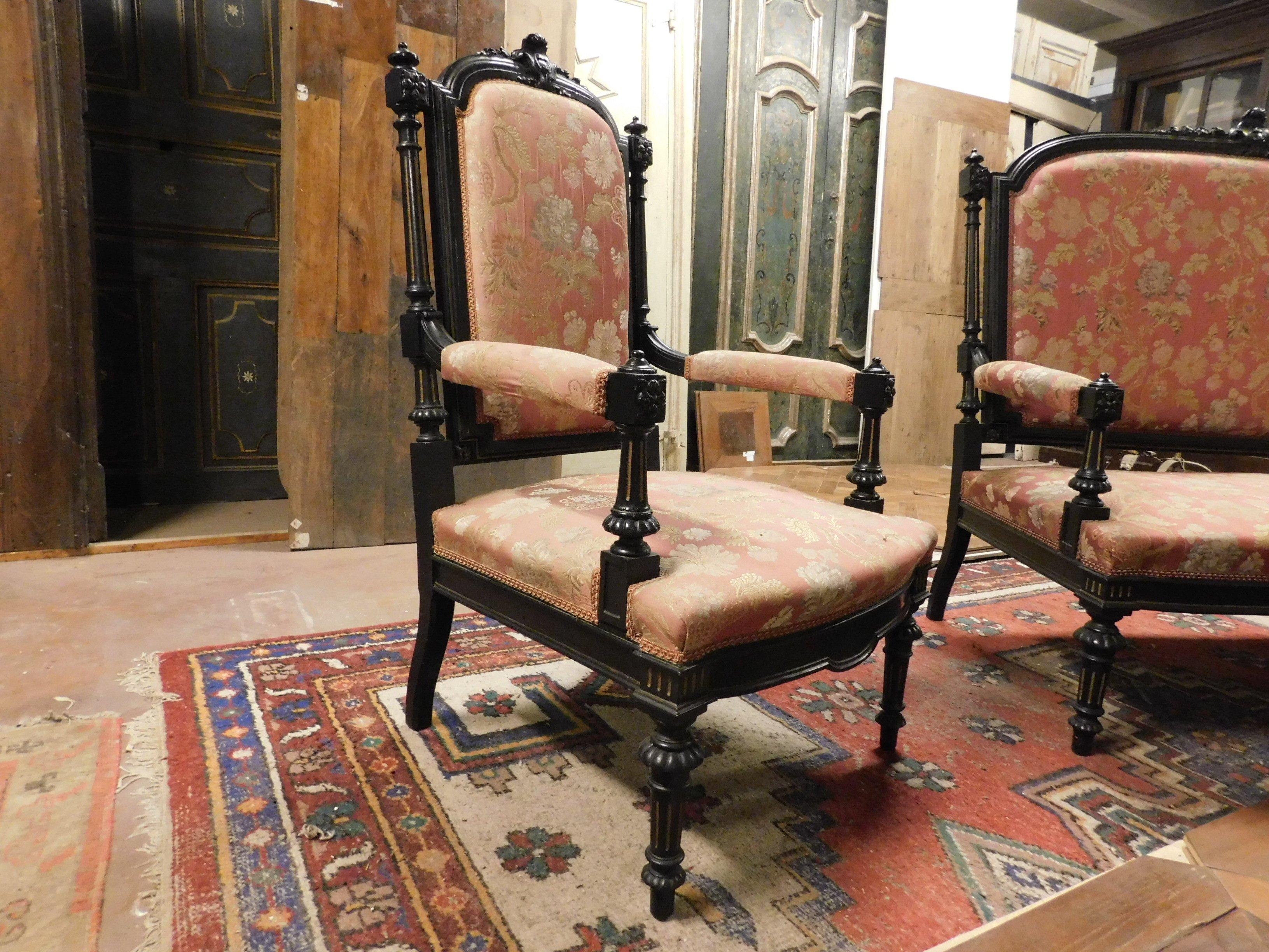 20ième siècle Siège vintage, deux fauteuils et canapé, 1940, Italie en vente