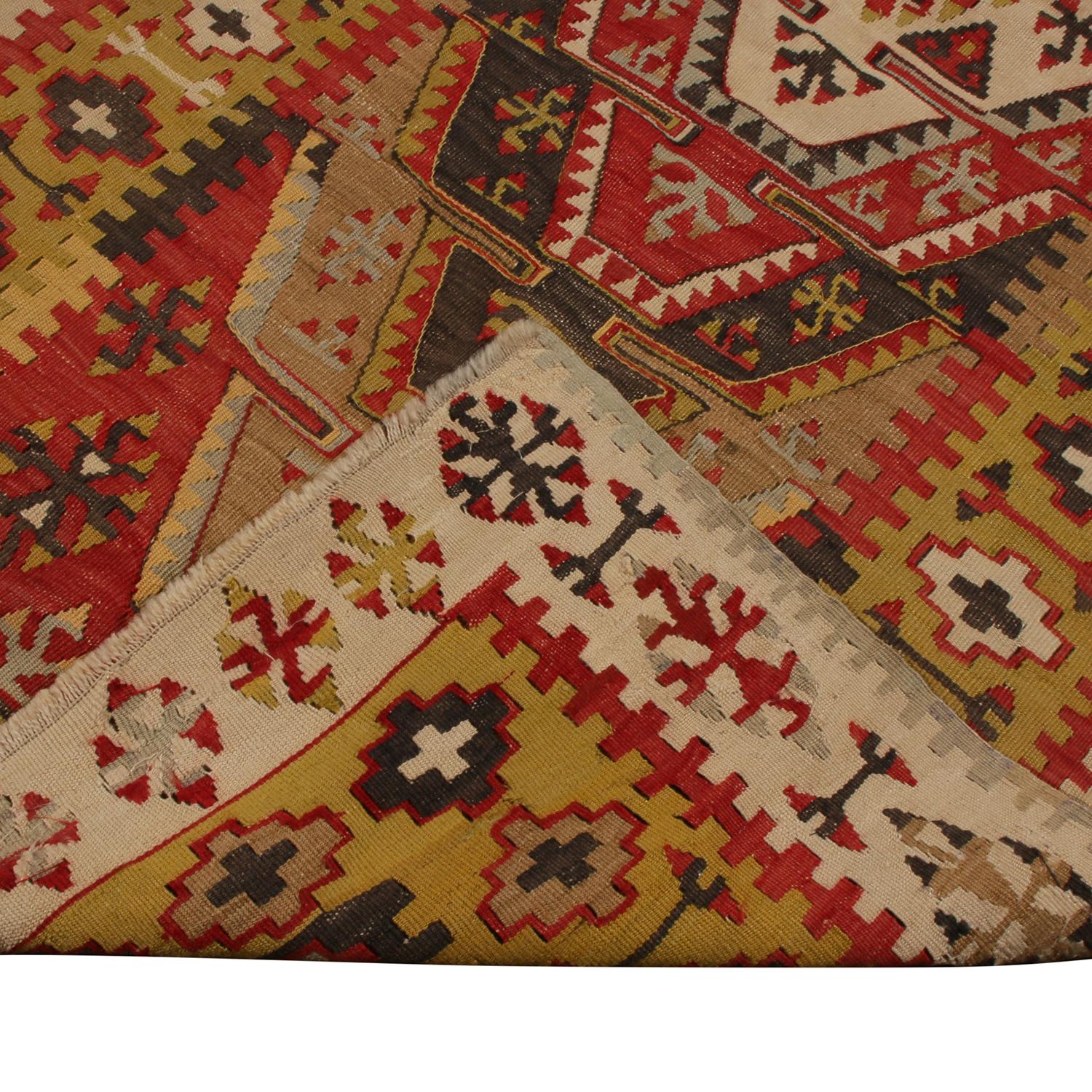 Sivas-Kelimteppich aus grüner und roter Wolle von Teppich & Kelim (Mitte des 20. Jahrhunderts) im Angebot