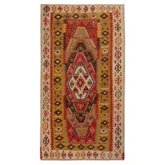 Sivas-Kelimteppich aus grüner und roter Wolle von Teppich & Kelim