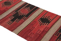Vintage Sivas Red and Brown Wool Kilim Rug, Pink and Blue Accent by Rug & Kilim