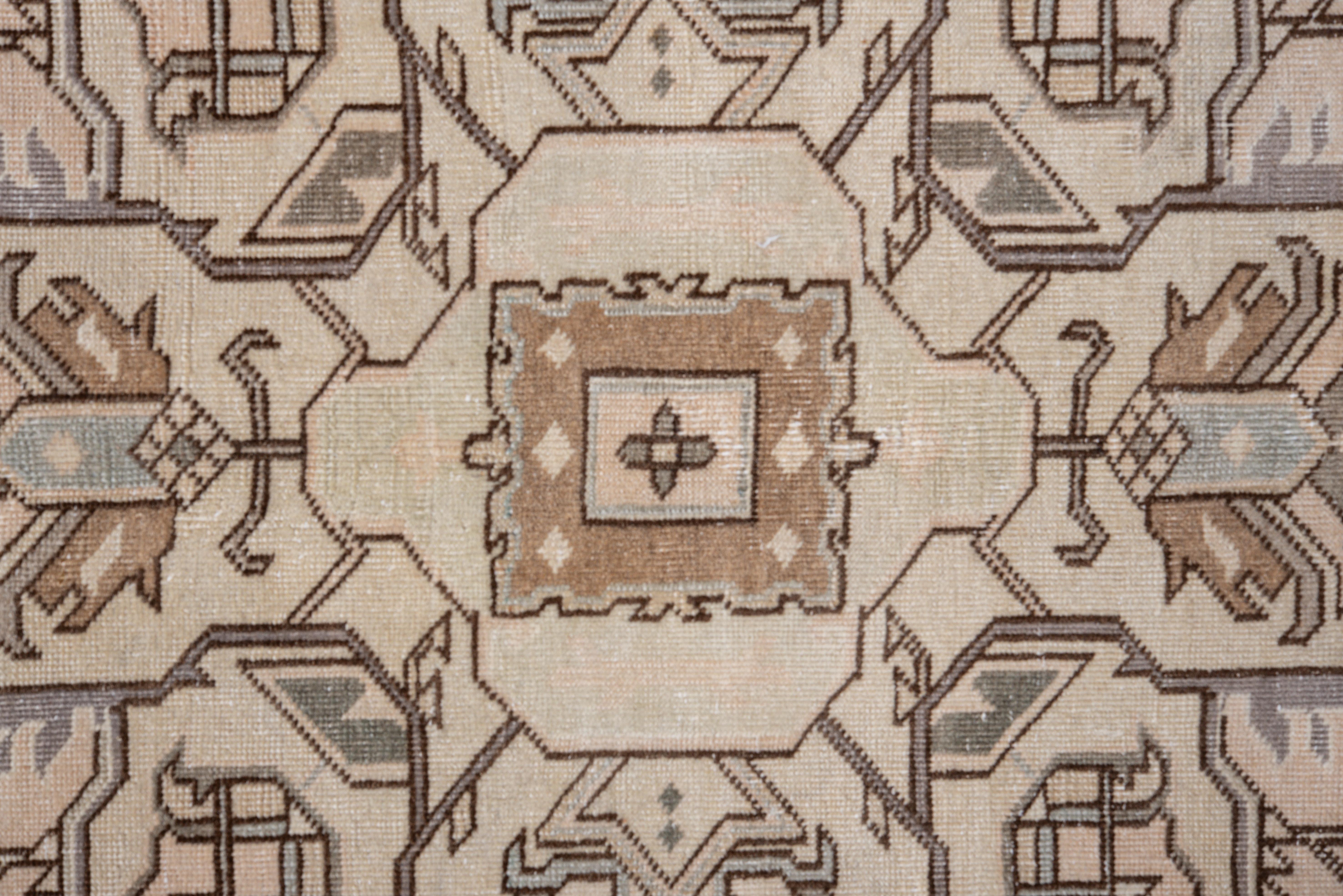 Alfombra vintage Sivas con campo azul cielo y medallón floral crema Lana en venta