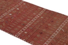 Vintage Sivas Vermillion Red and Beige-Brown Wool Kilim Runner by Rug & Kilim