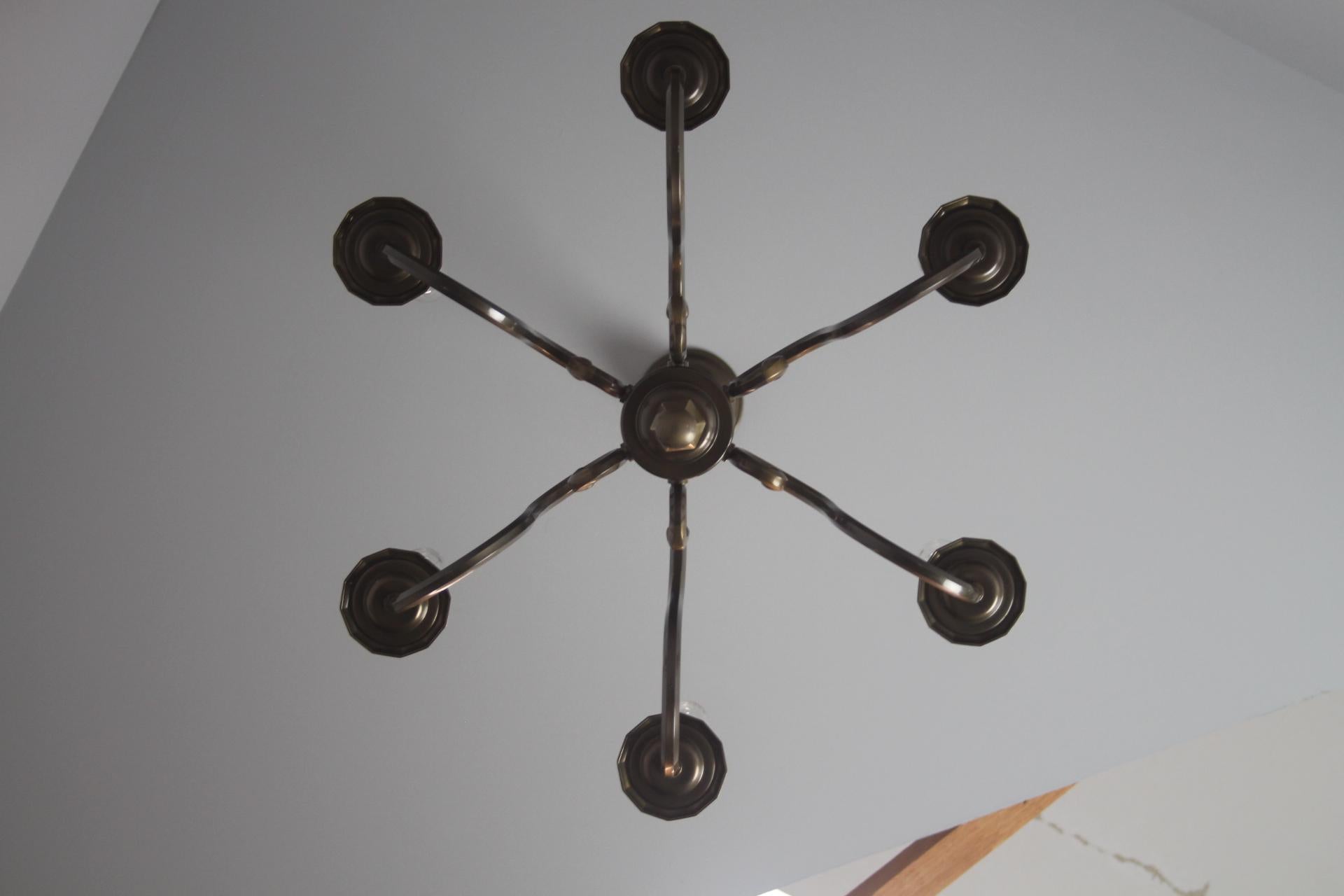 Lampadario vintage a sei bracci, anni '70. in vendita 7