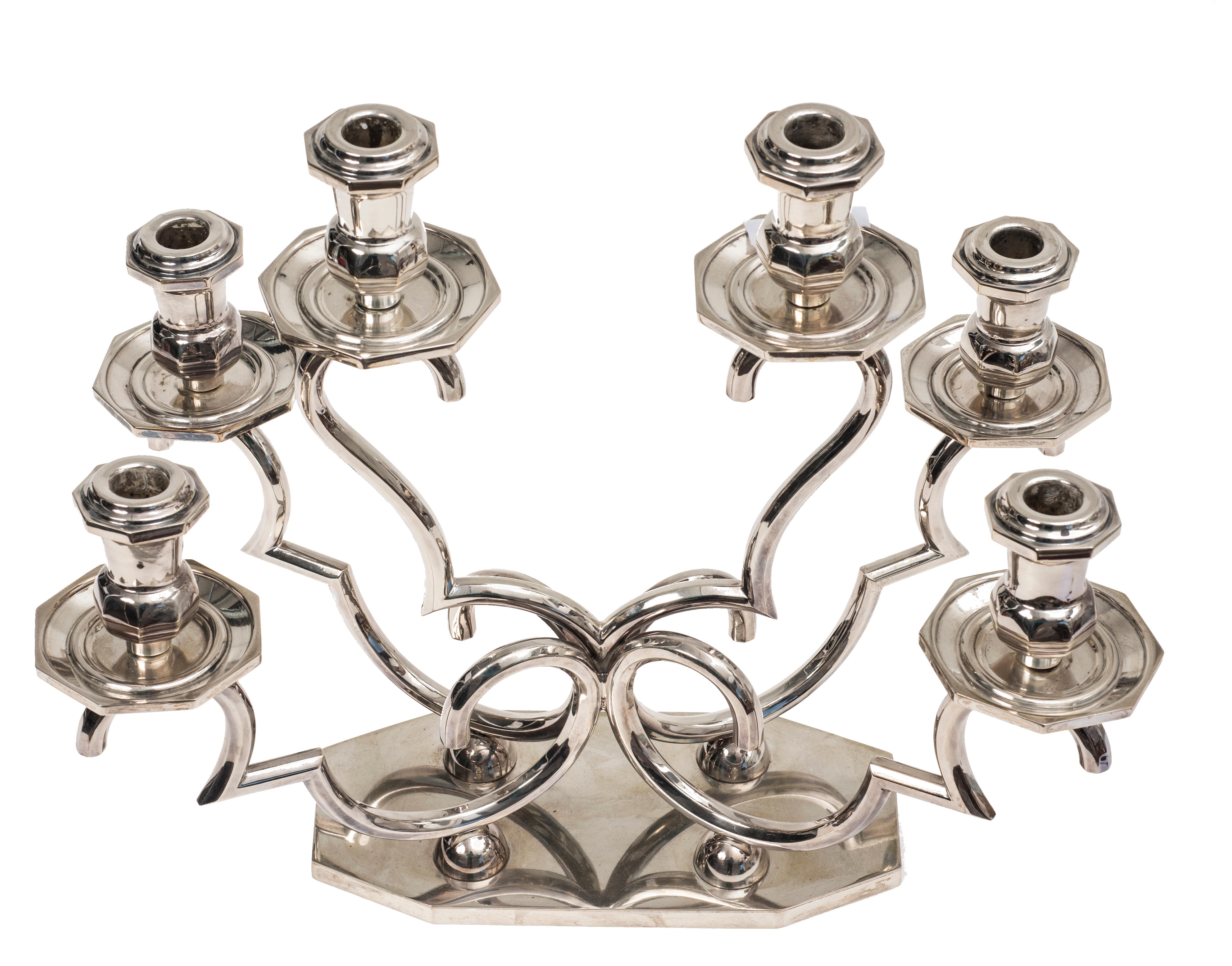 Italian Vintage Six Arms Silver Candleholder, 20th Century For Sale