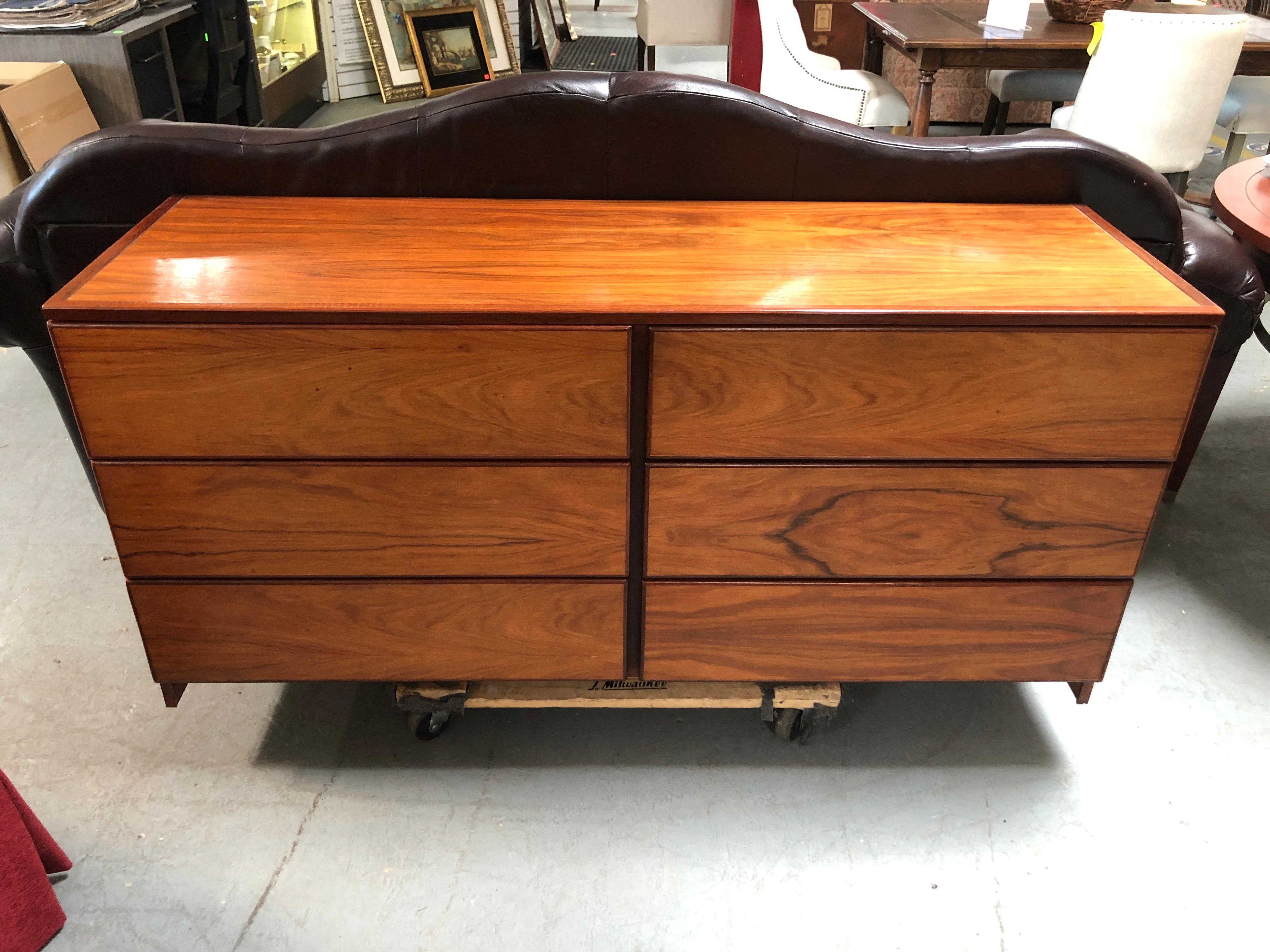 Mid Century Modern Six Drawer Rosewood Dresser 1