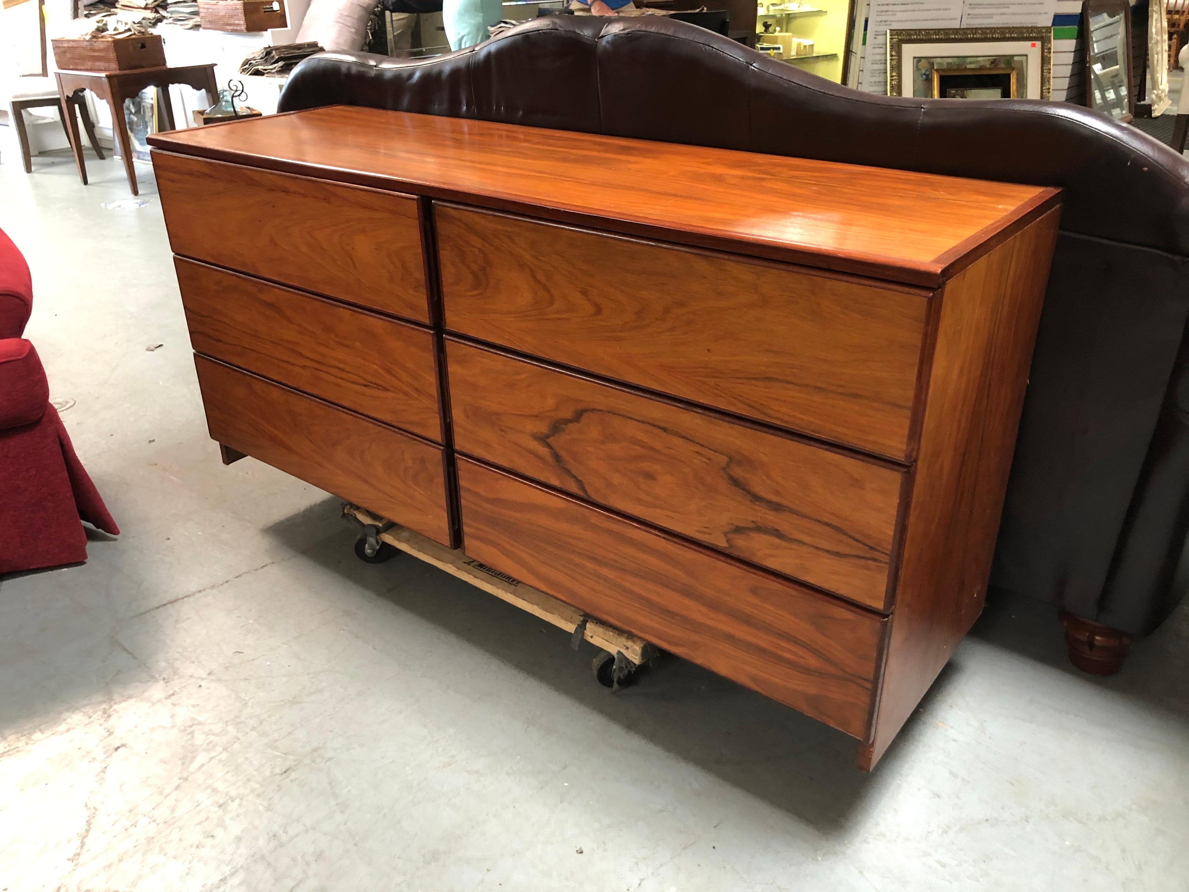 Mid Century Modern Six Drawer Rosewood Dresser 5