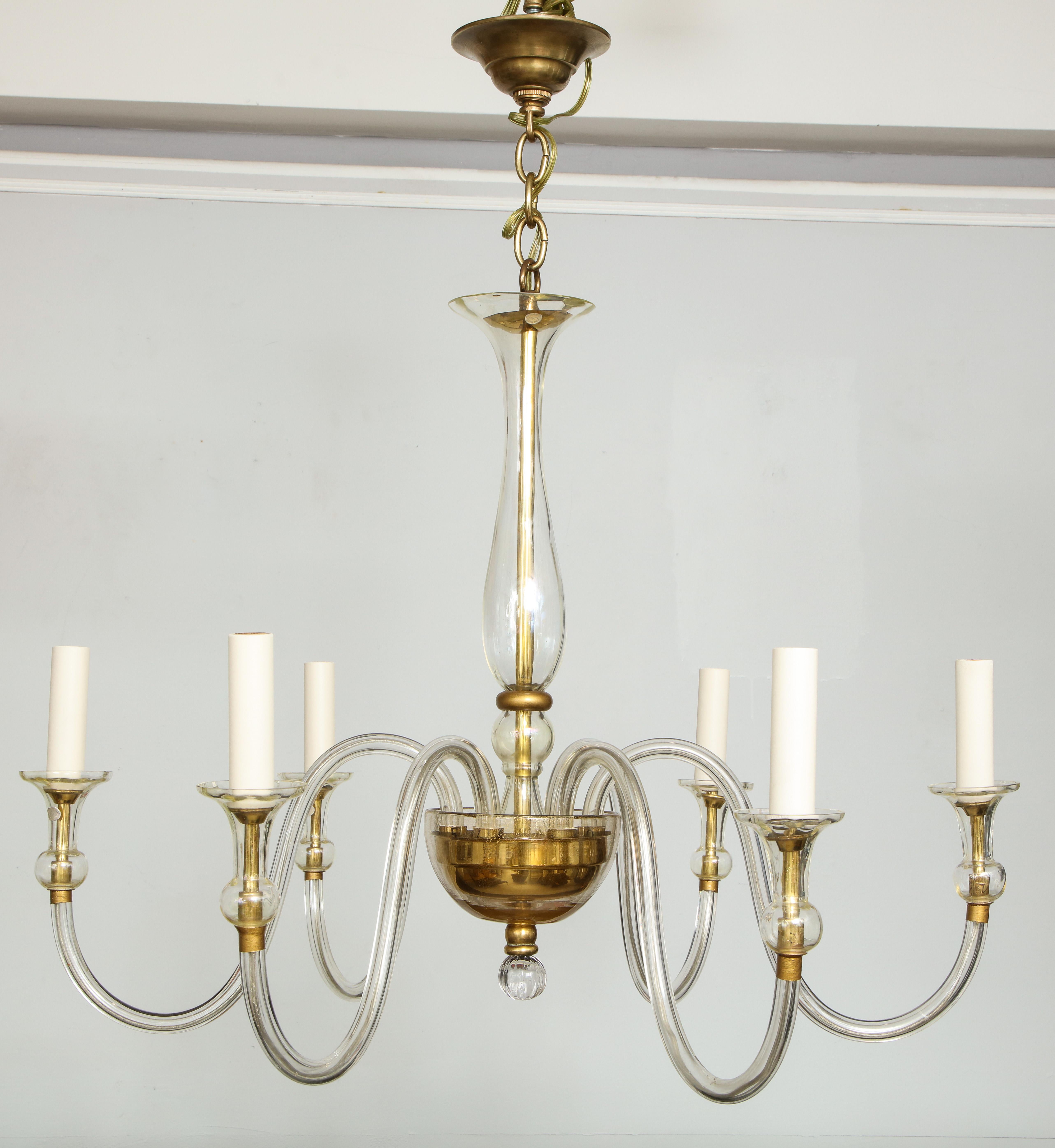 Vintage six-light Murano chandelier.
