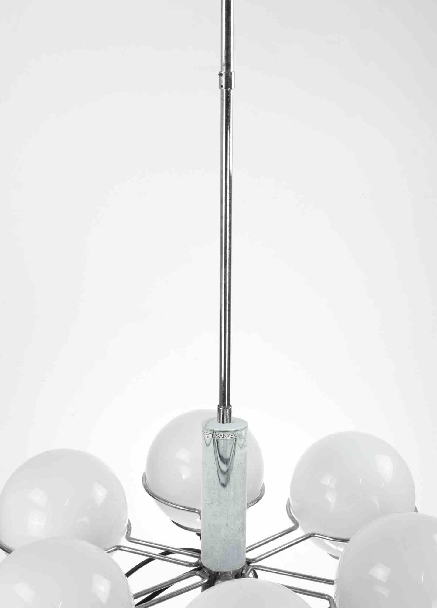 European Vintage Six Lights Chandelier by Targetti Sankey, 1970s For Sale