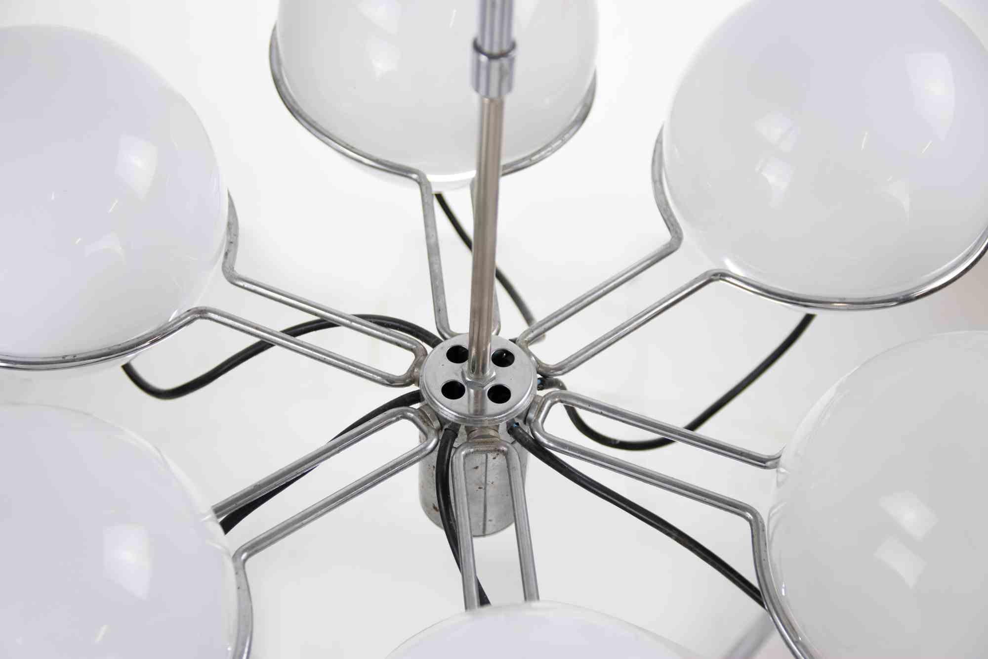 Steel Vintage Six Lights Chandelier by Targetti Sankey, 1970s For Sale