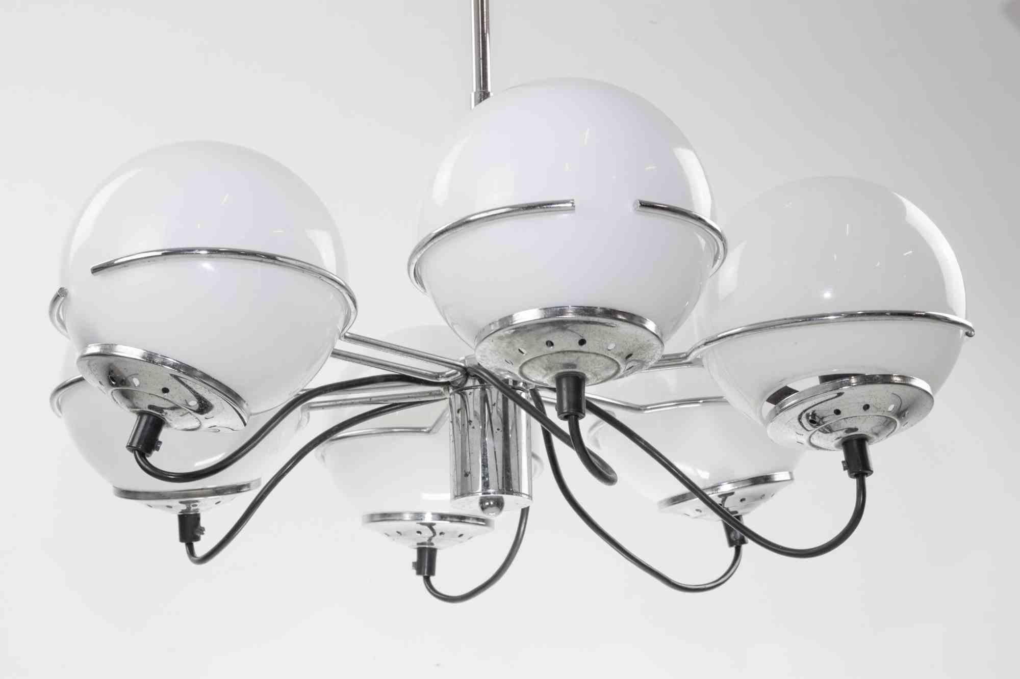 Vintage Six Lights Chandelier by Targetti Sankey, 1970s For Sale 1