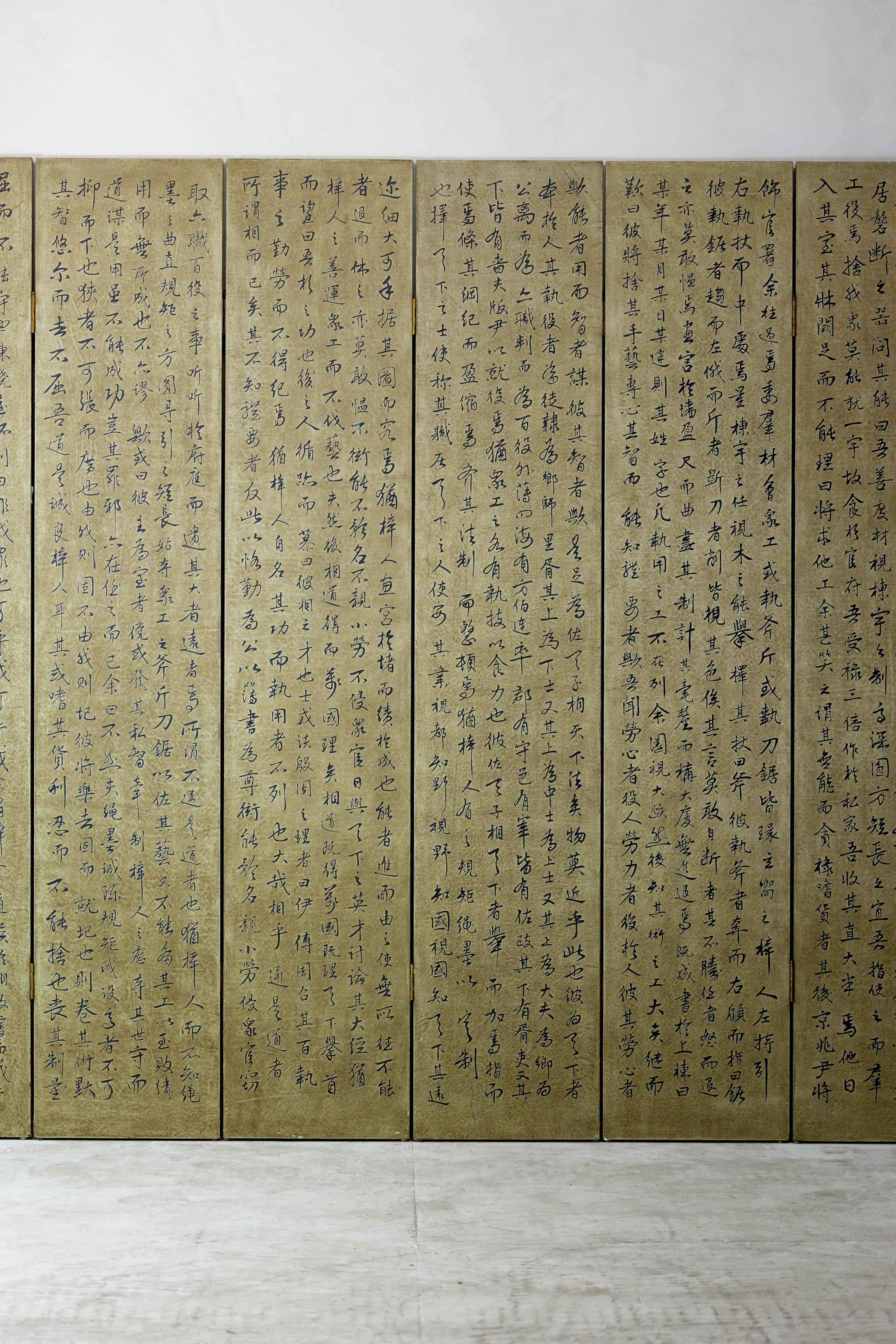 Vintage Six-Panel Calligraphy Screen Divider with Hand-Painted Inscriptions For Sale 7