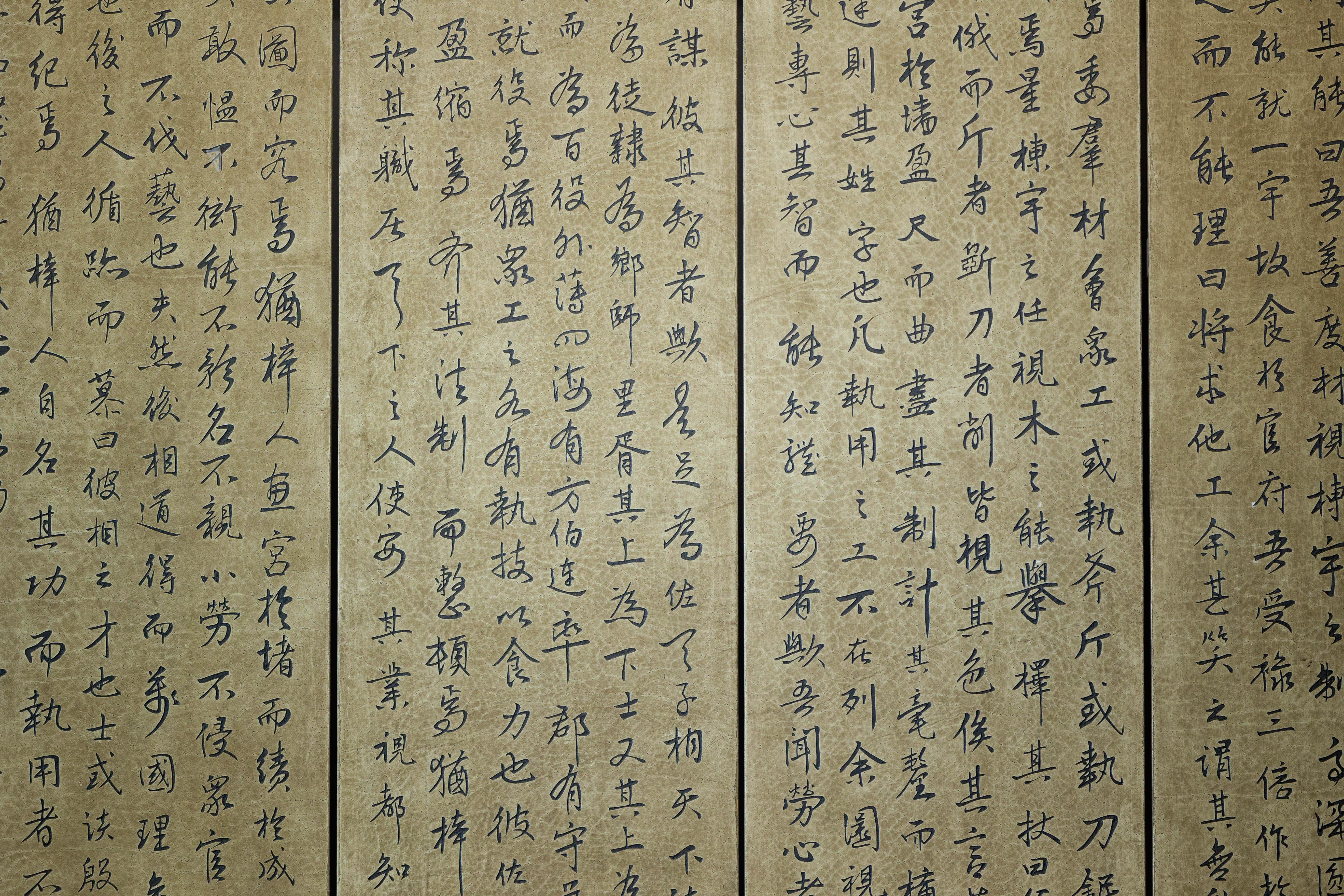 Vintage Six-Panel Calligraphy Screen Divider with Hand-Painted Inscriptions For Sale 1