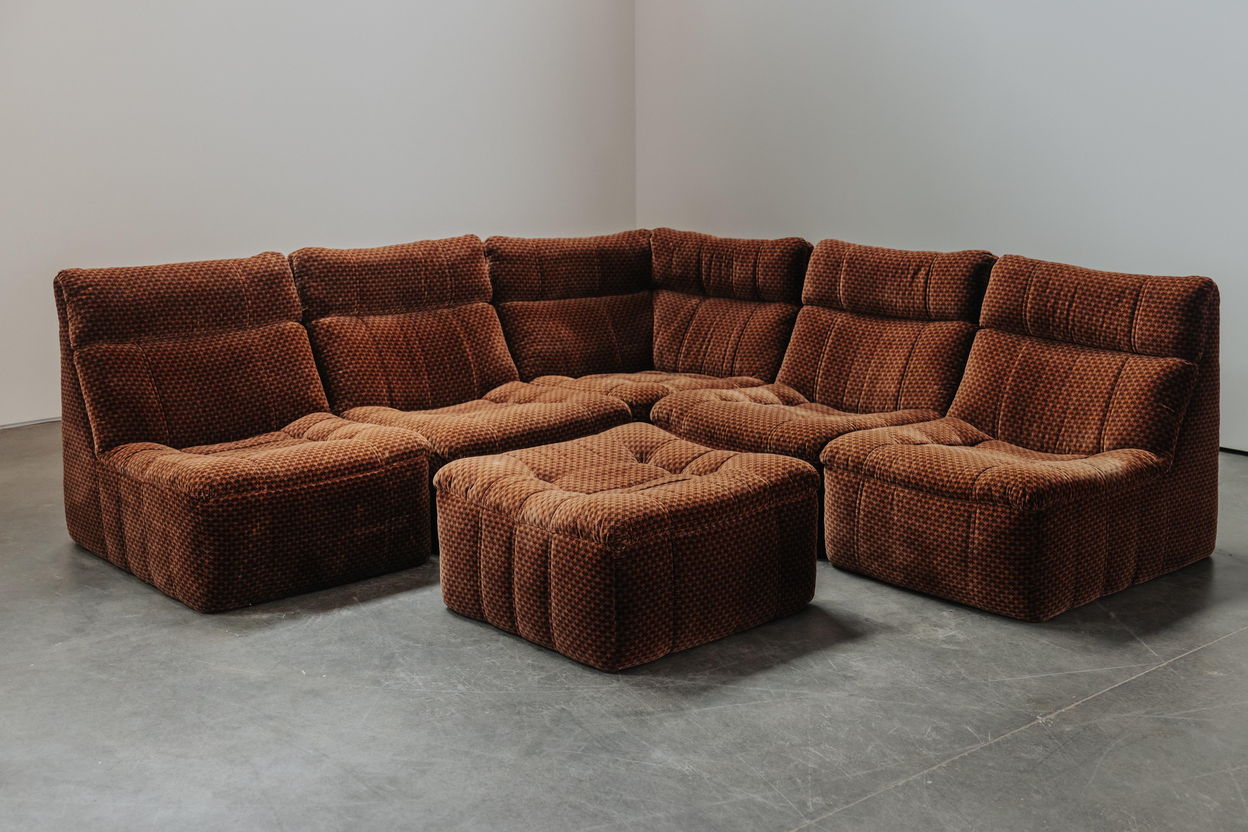 European Vintage Six Piece Modular Sofa From France, Circa 1970 For Sale