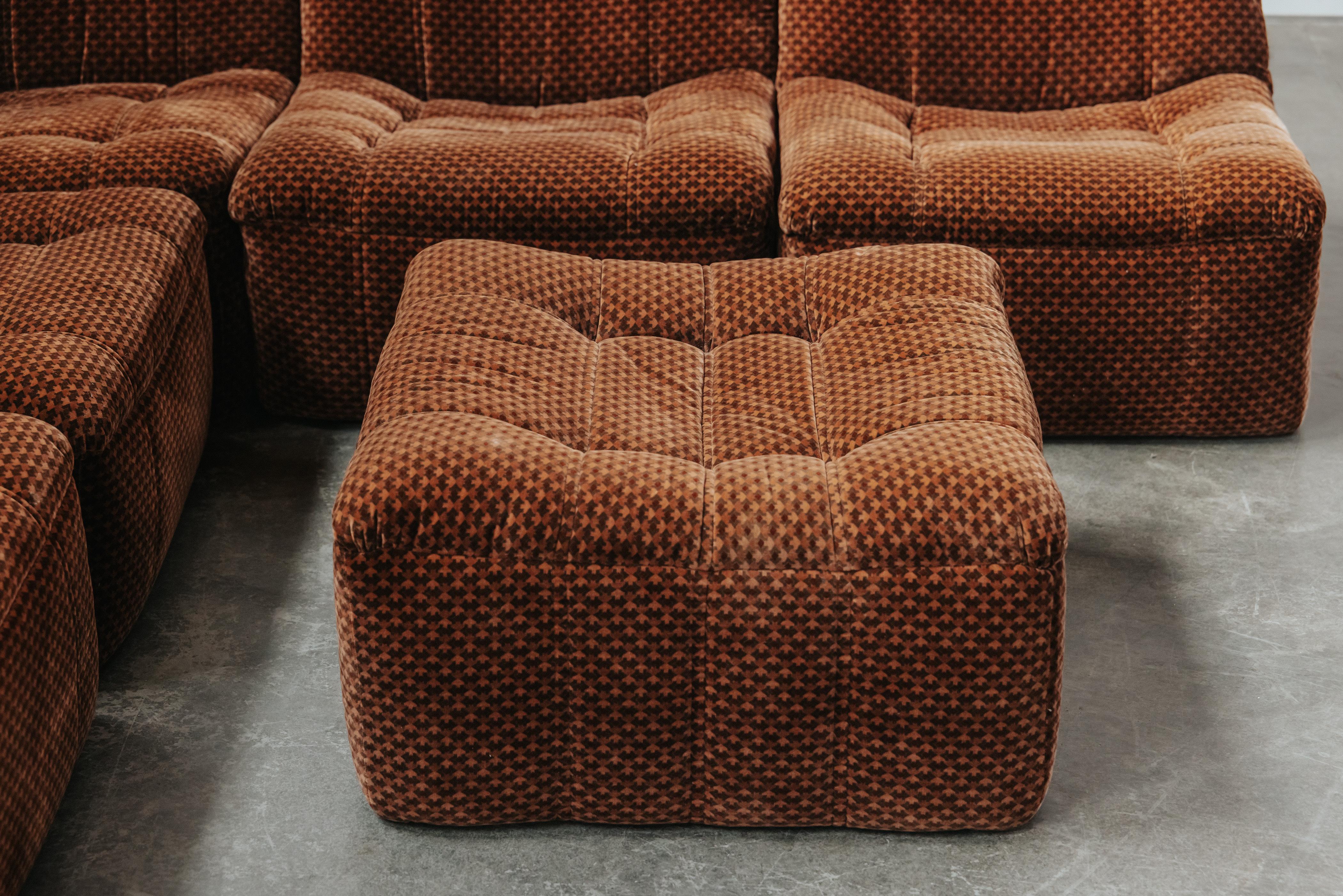 Vintage Six Piece Modular Sofa From France, Circa 1970 In Good Condition For Sale In Nashville, TN