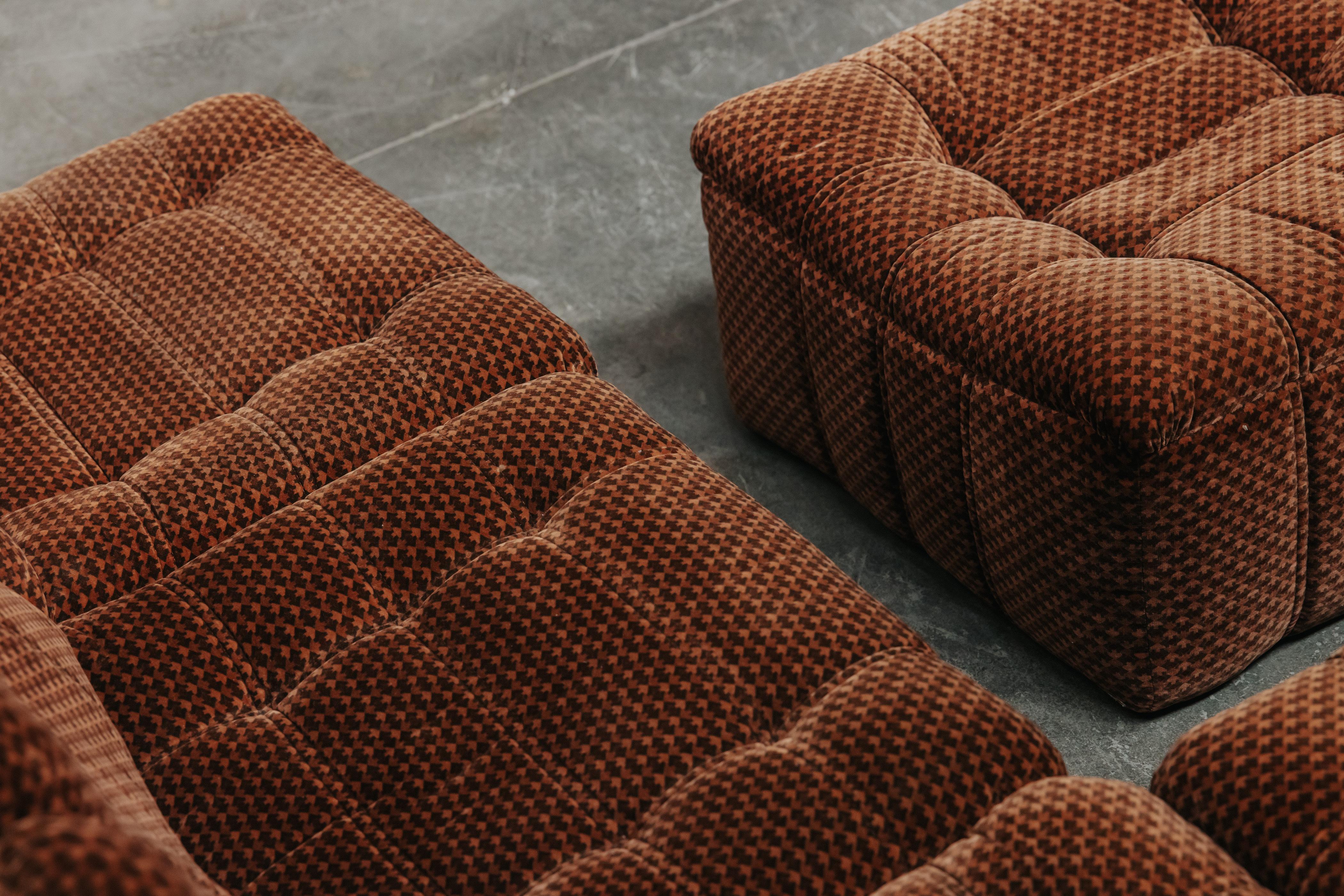 Upholstery Vintage Six Piece Modular Sofa From France, Circa 1970 For Sale