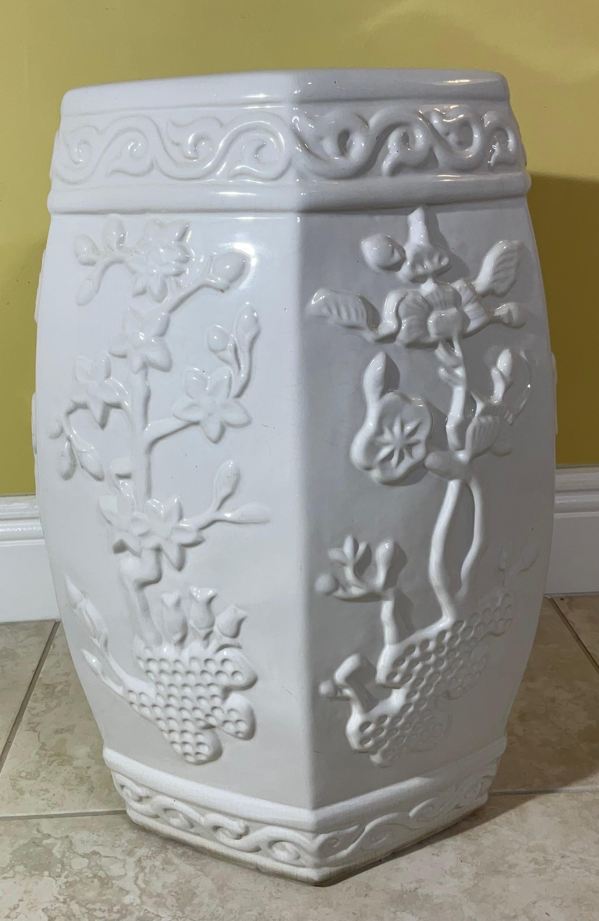 Vintage Six Sides Chinese Garden Stool  For Sale 5