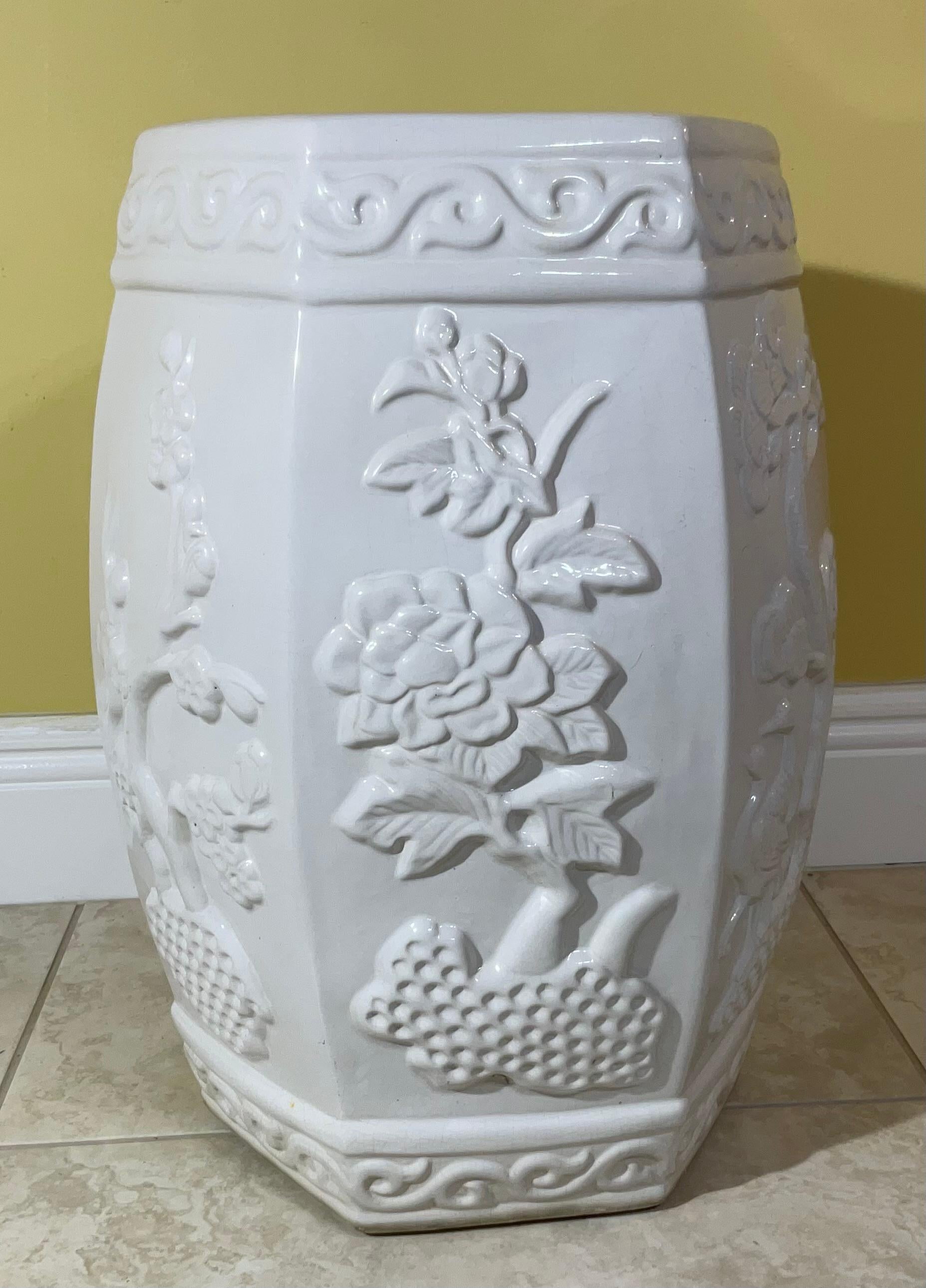 Hand-Crafted Vintage Six Sides Chinese Garden Stool  For Sale