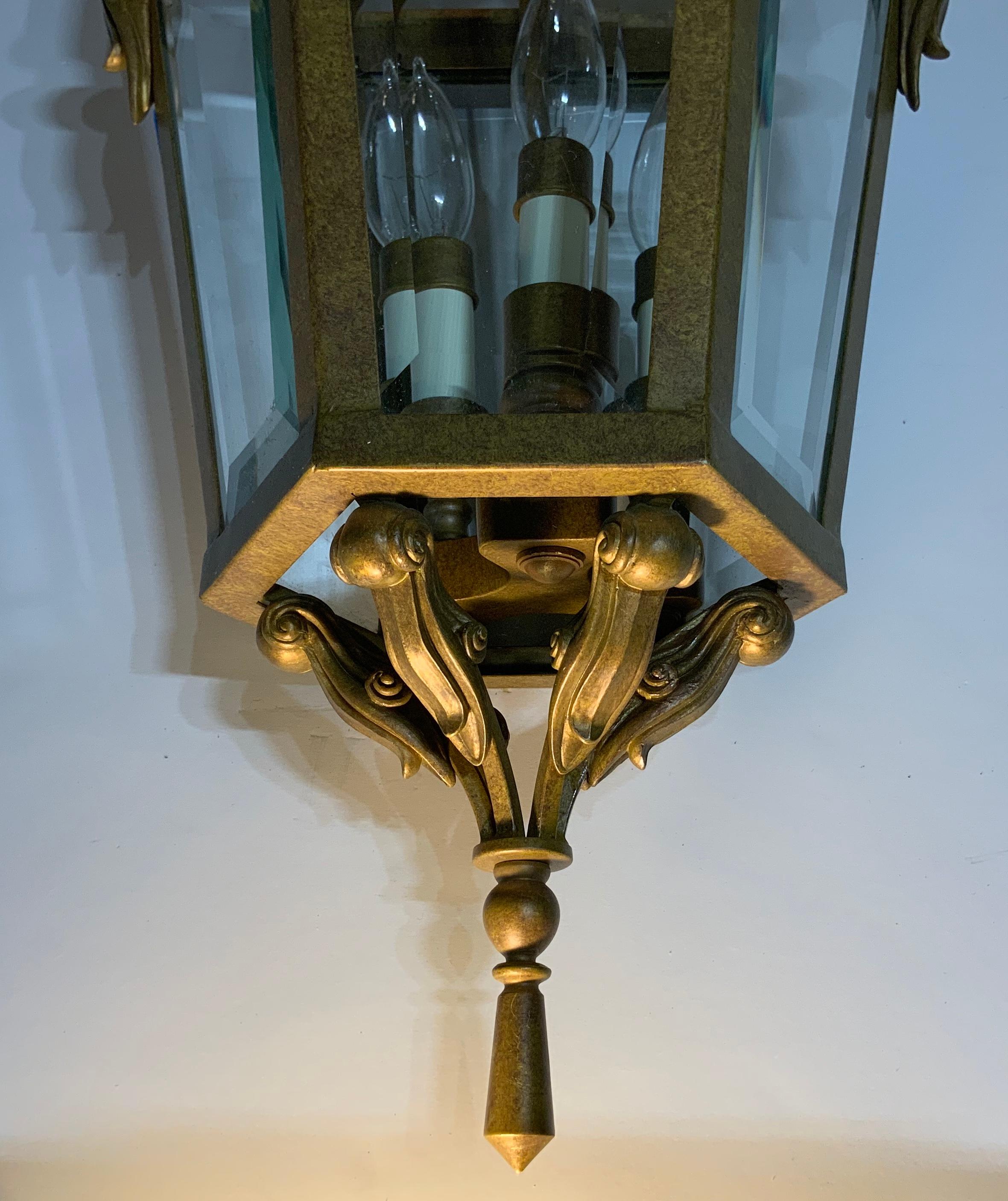 American Vintage Six Sides Indoor Elegant Hanging Lantern Chandelier For Sale