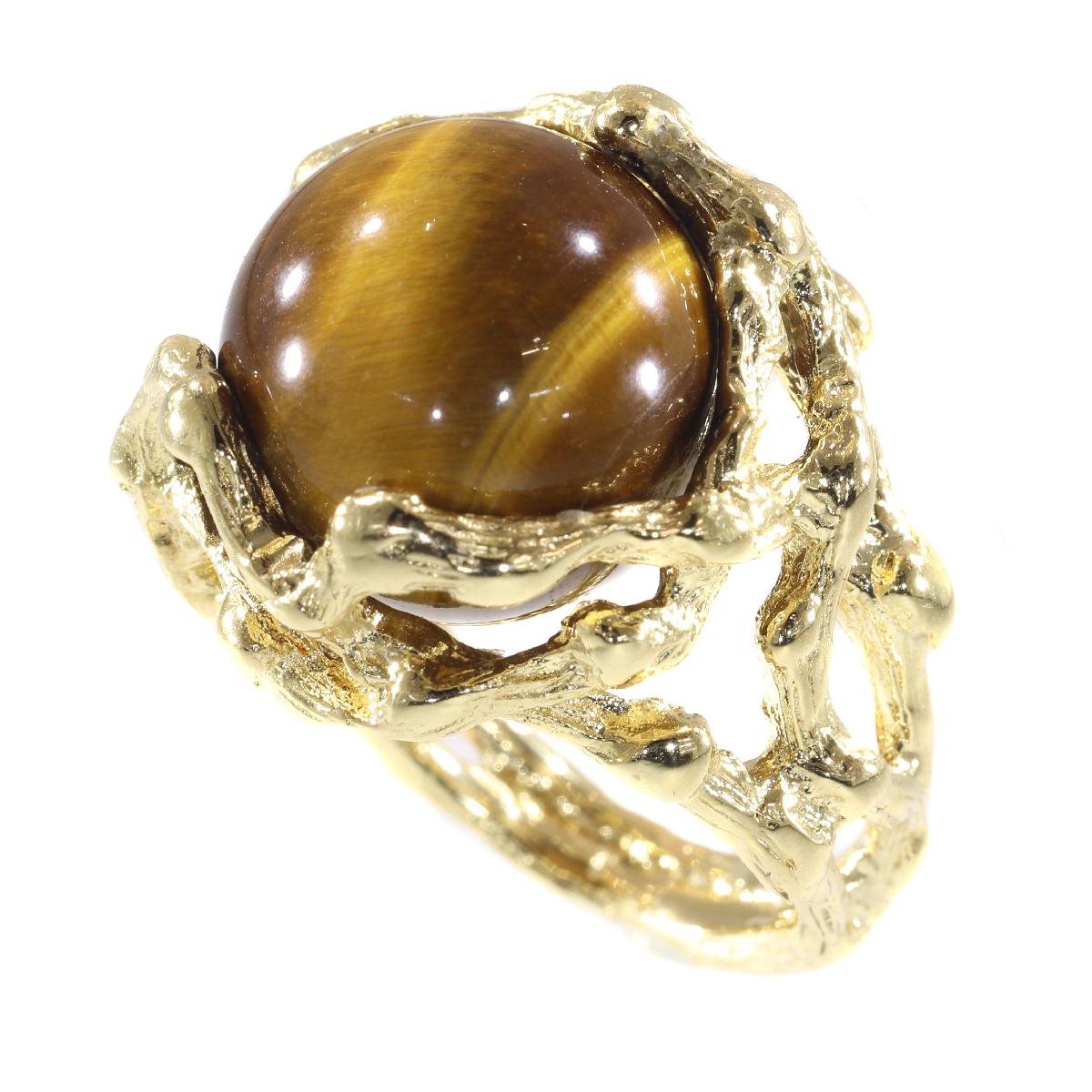 Vintage 1960s Gold Art Ring with Interchangeable Precious Stones Spheres For Sale 6
