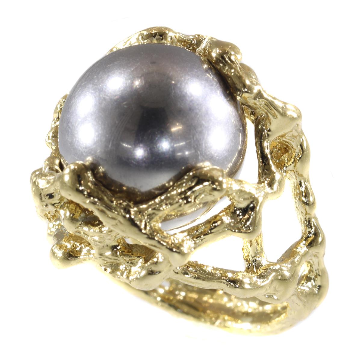 Vintage 1960s Gold Art Ring with Interchangeable Precious Stones Spheres For Sale 7