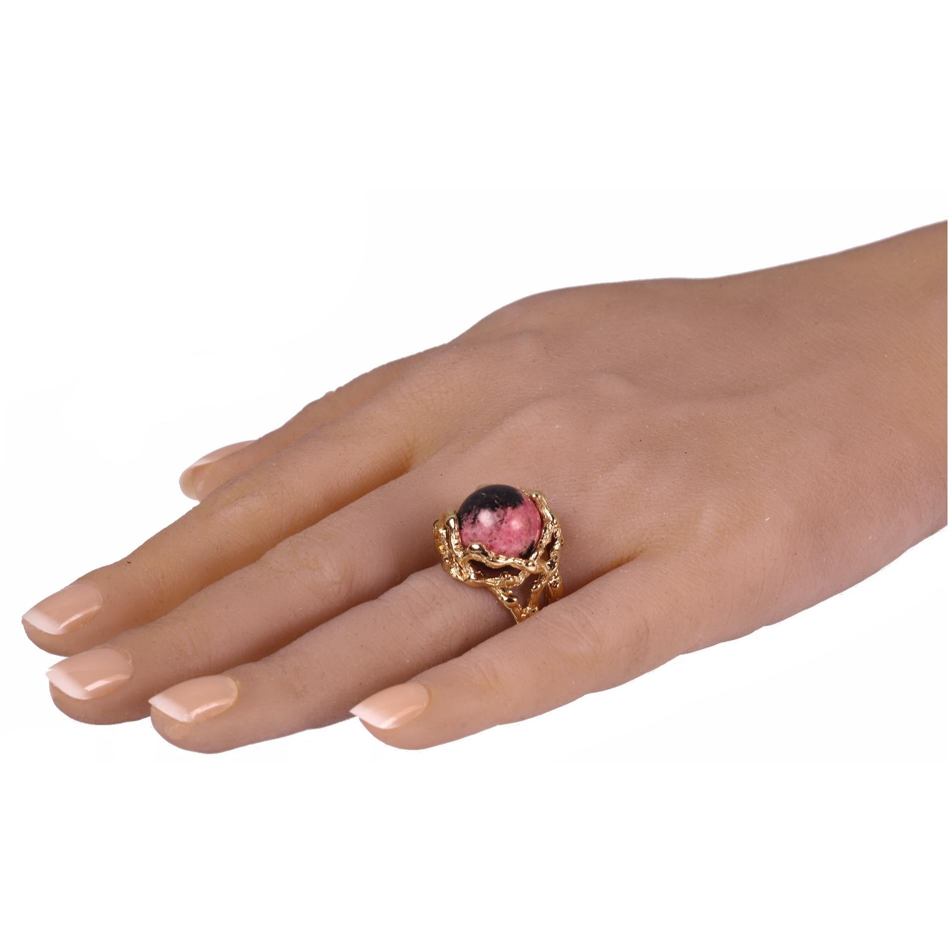 Vintage 1960s Gold Art Ring with Interchangeable Precious Stones Spheres For Sale 8