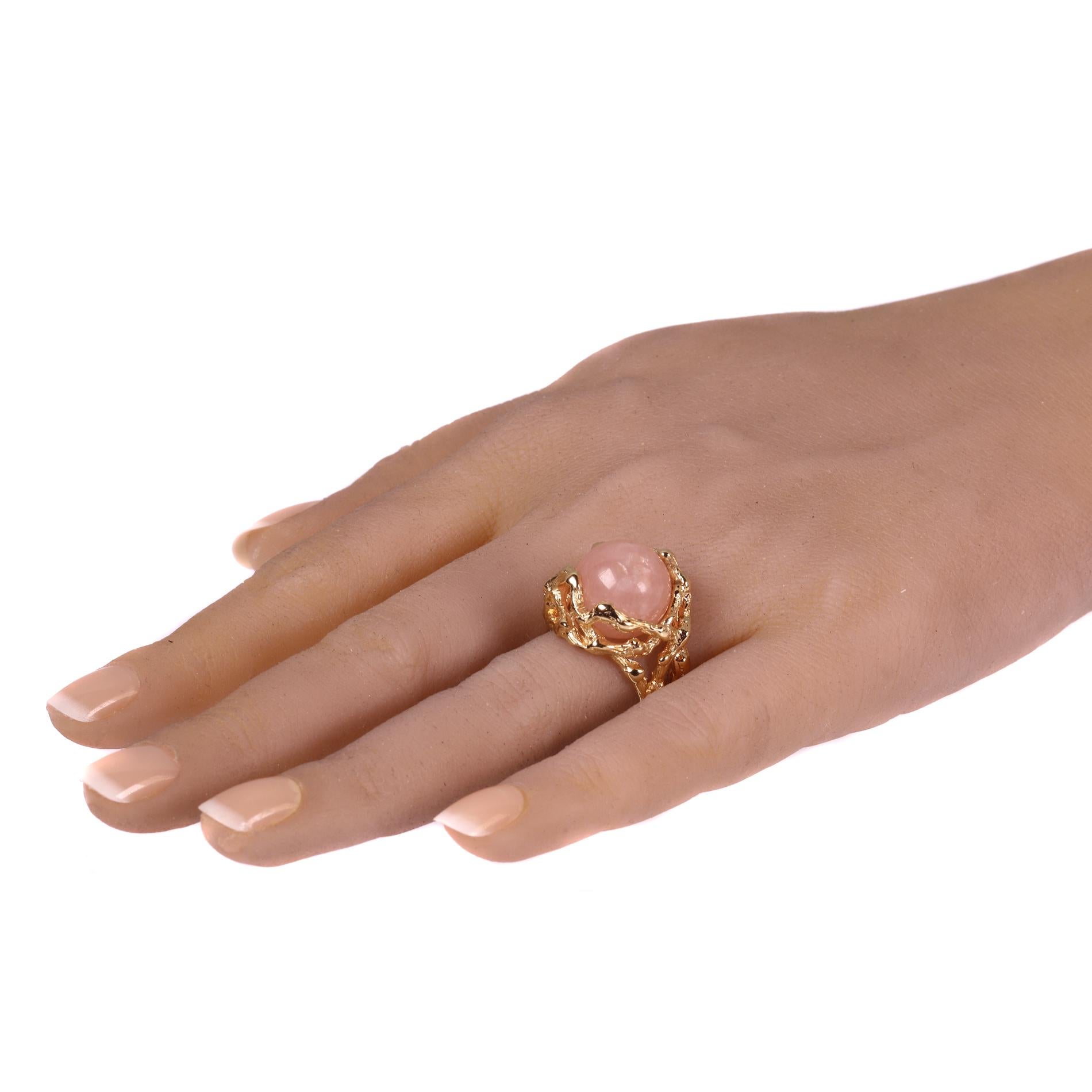Vintage 1960s Gold Art Ring with Interchangeable Precious Stones Spheres For Sale 9
