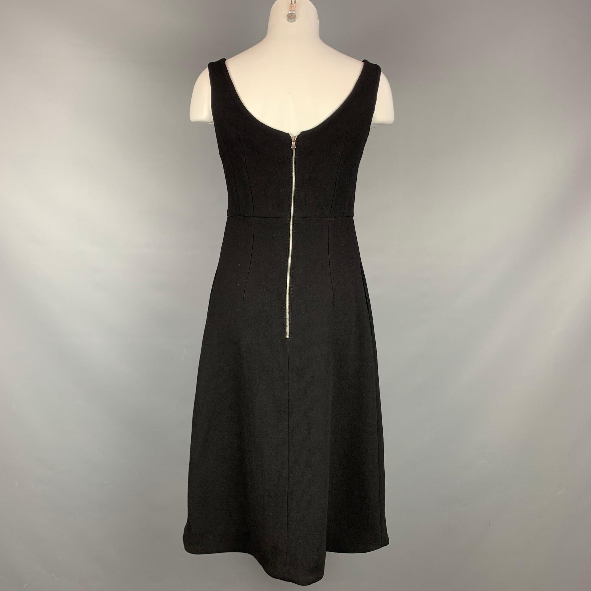 VINTAGE Size 6 Black Acetate / Viscose Mid-Calf Sleeveless Dress In Good Condition In San Francisco, CA