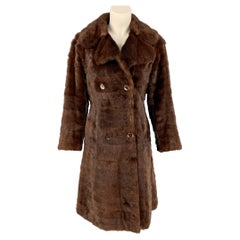VINTAGE Size M Brown Mink Fur Double Breasted Coat