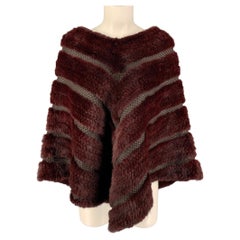 VINTAGE Size One Size Burgundy Mink Woven Poncho Cape