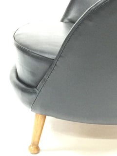 Skai Upholstered Round Shaped Armchair with Teak Legs, 1950s