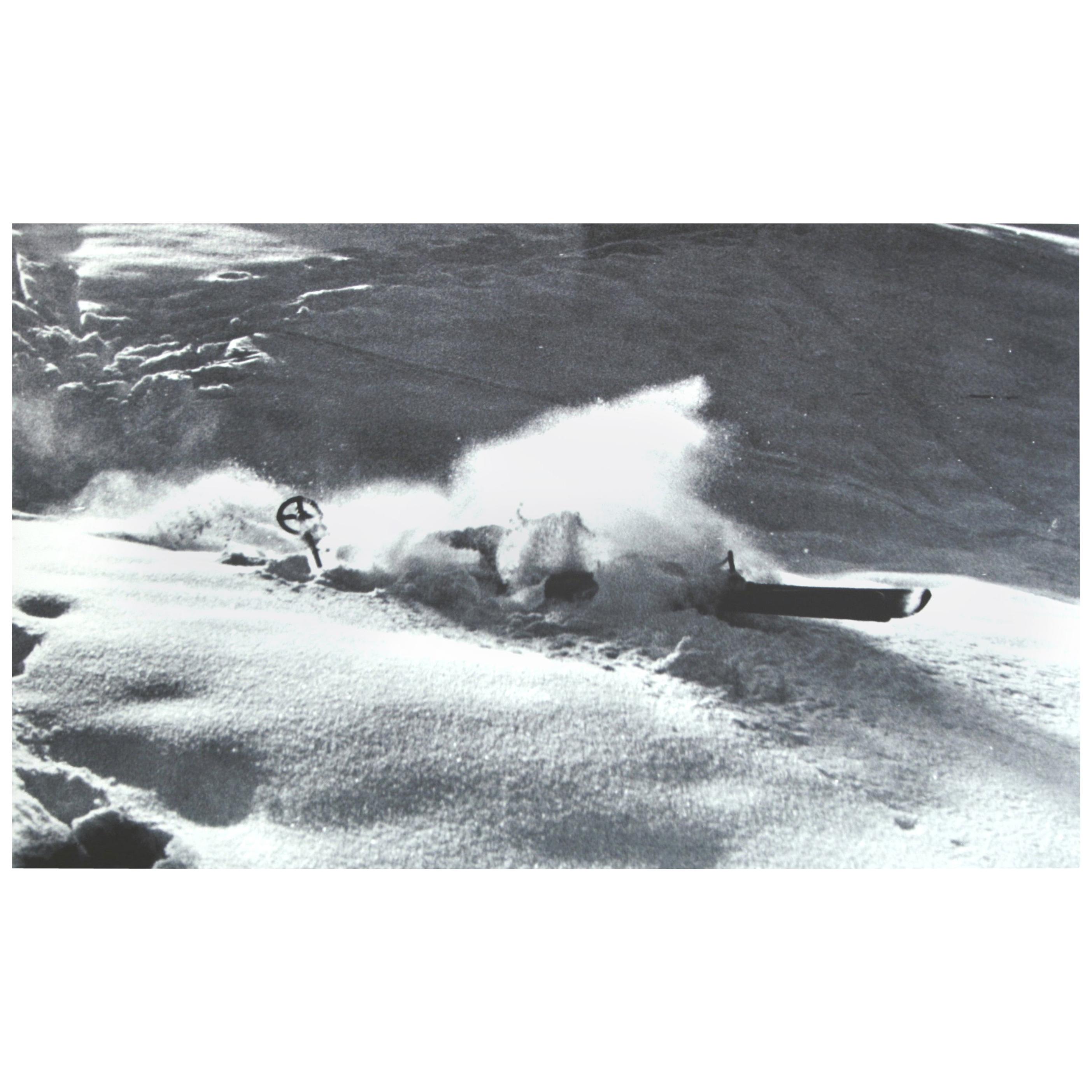 Vintage Ski Photograph, Nose Dive, Alpine Mountain Image