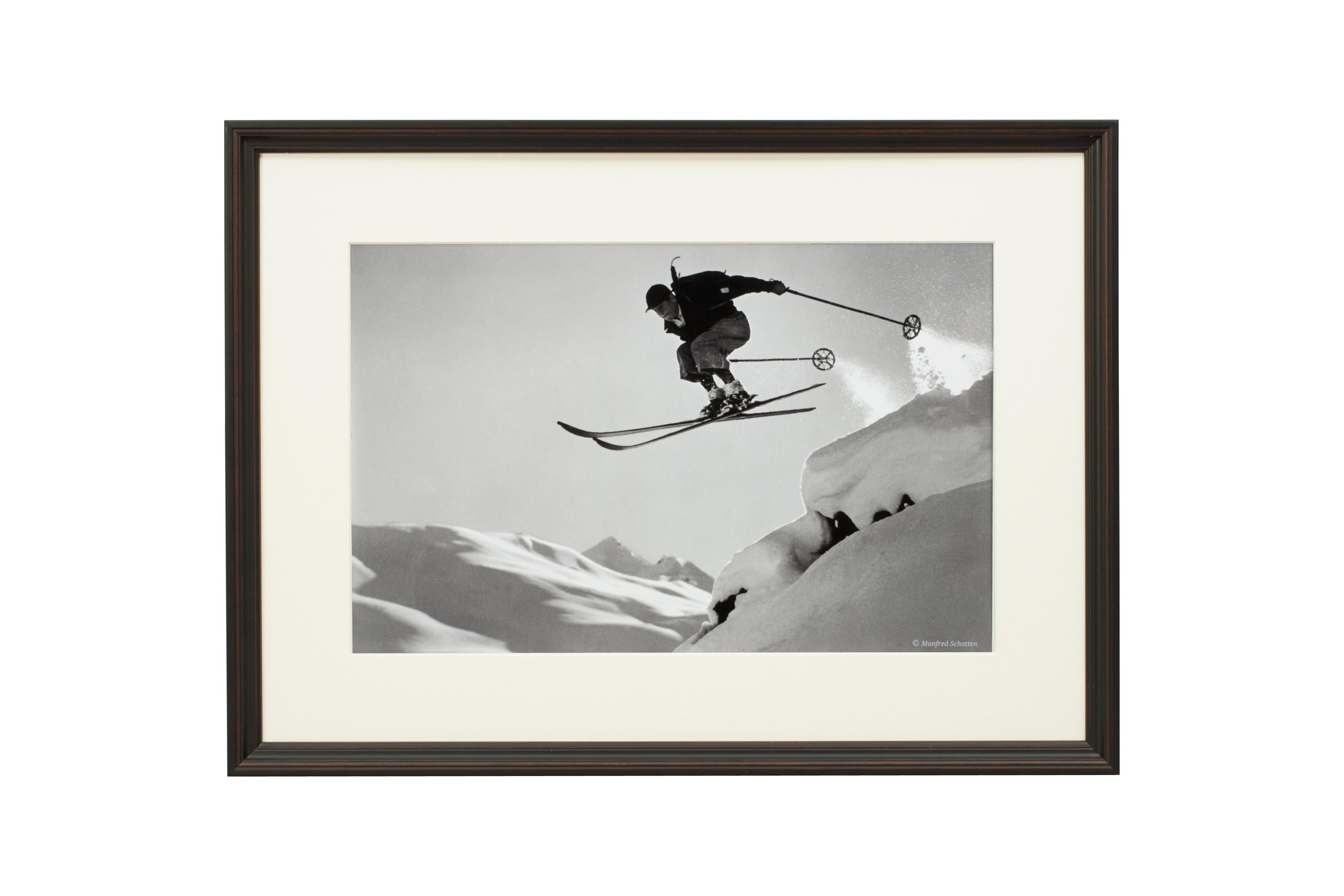 Vintage Ski Photography, Antique Alpine Ski Photograph, 'A Courageous Jump' For Sale 1