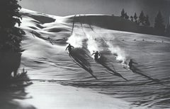 Vintage Ski Photography, Antique Alpine Ski Photograph, 'Descent in Powder'
