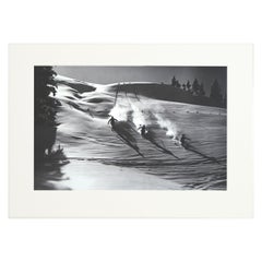 Photographie de ski vintage, photographie de ski alpin ancienne, «escent in Powder » (Descent en poudre)