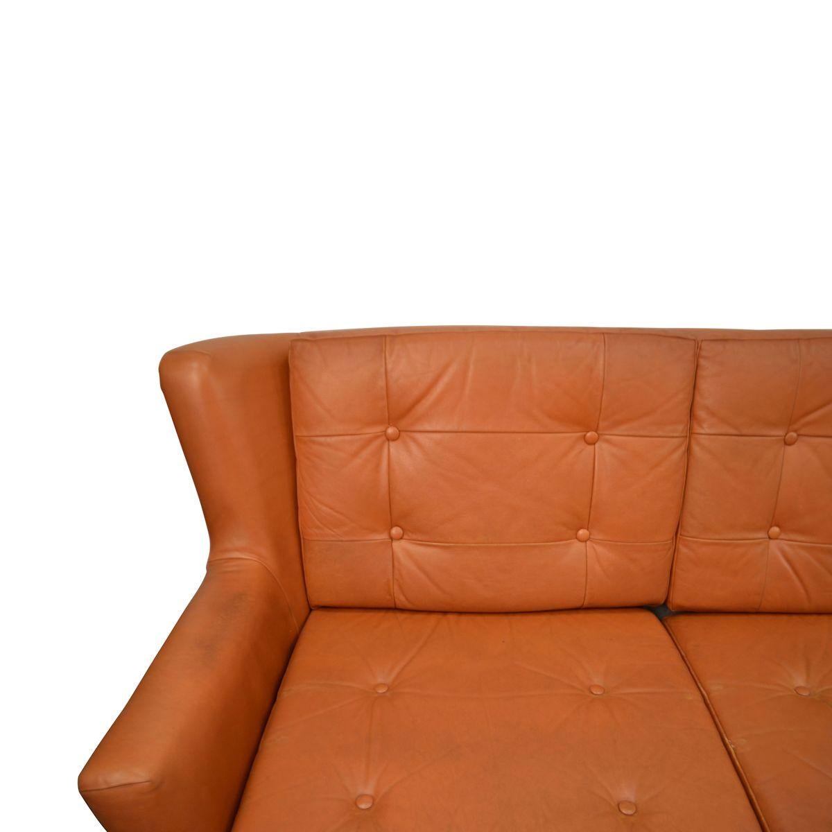 Vintage Skjold Sørensen Leather 3-Seat Sofa 3