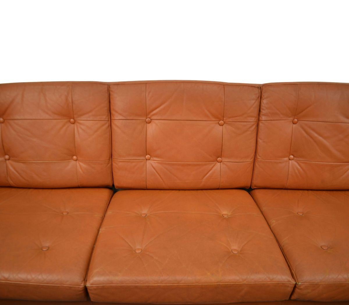 Vintage Skjold Sørensen Leather 3-Seat Sofa 4