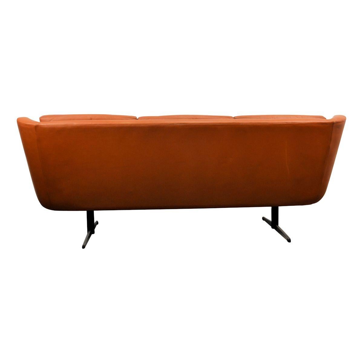 Vintage Skjold Sørensen Leather 3-Seat Sofa (Dänisch)
